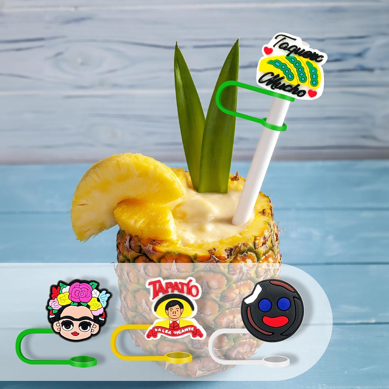 Tapa de paja mexicana para taza, reutilizable de 0.315 pulgadas para vaso de 30 y 40 onzas, bonitas cubiertas de punta de popote para accesorios de