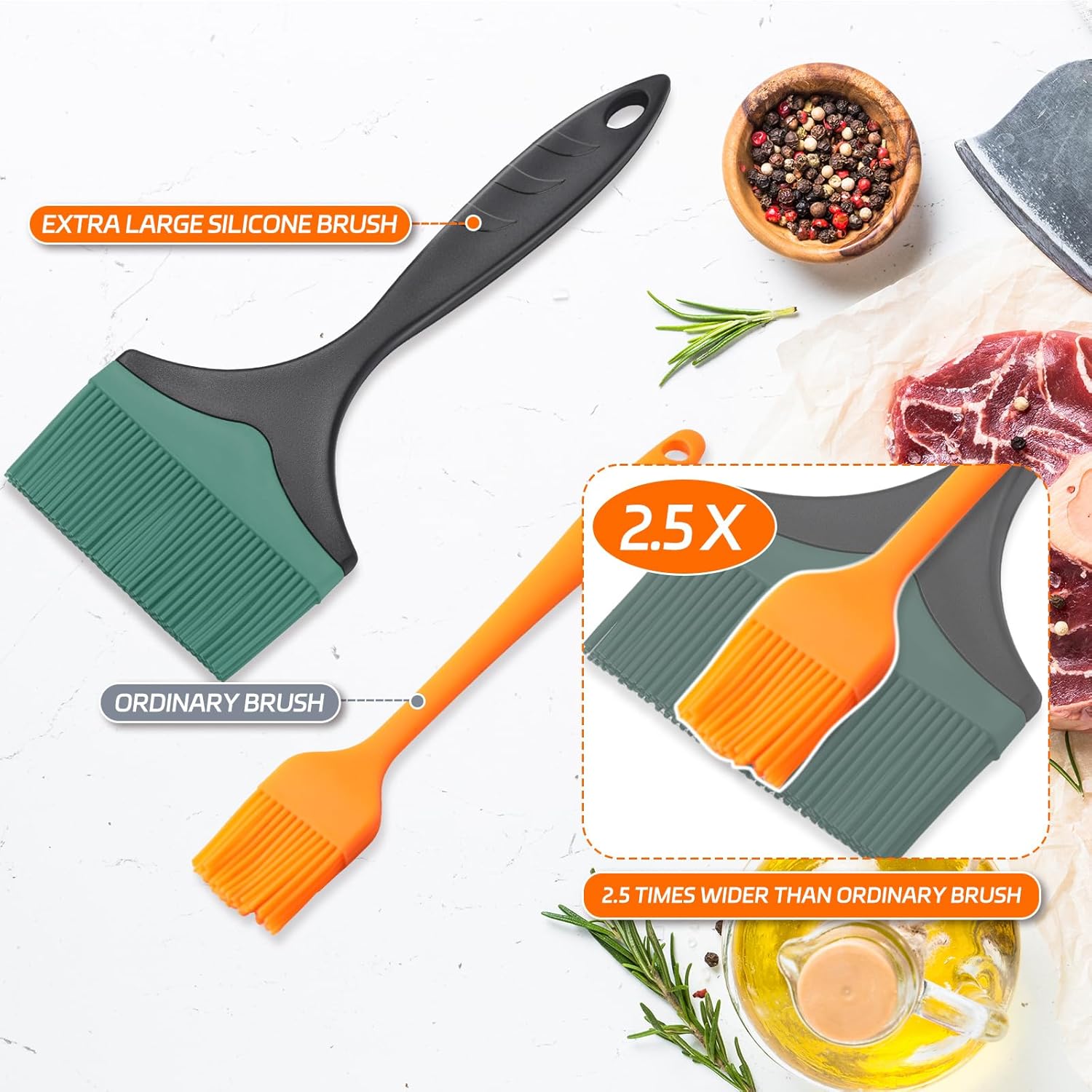 Cepillo grande de silicona para untar para parrilla, cepillo de silicona extra ancho de 3.95 pulgadas para asar a la parrilla, cepillos resistentes