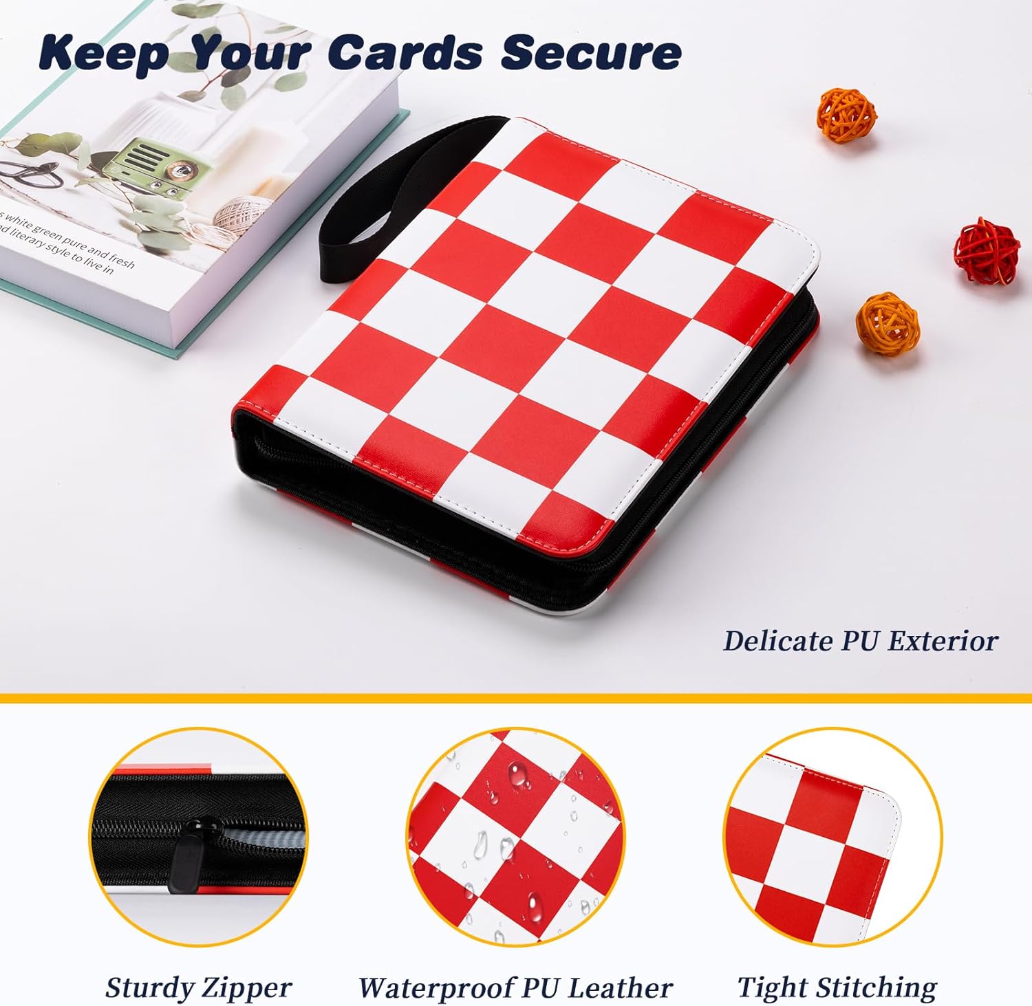 Carpeta de tarjetas para tarjetas TCG, 4 bolsillos portátil coleccionista de tarjetas con 50 fundas extraíbles, carpeta de tarjetas intercambiables,