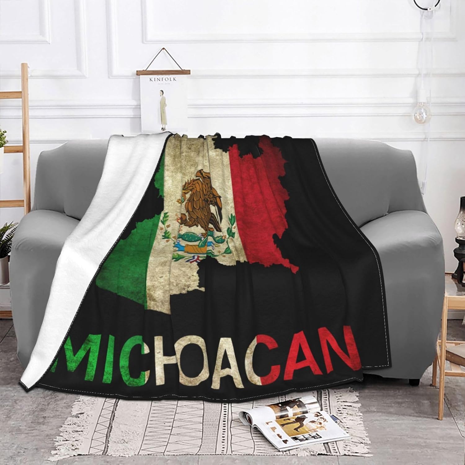 Michoacán – Manta de felpa suave y mullida de 80 x 60 pulgadas con diseño de mapa mexicano de México, súper suave, cálida, manta de forro polar para