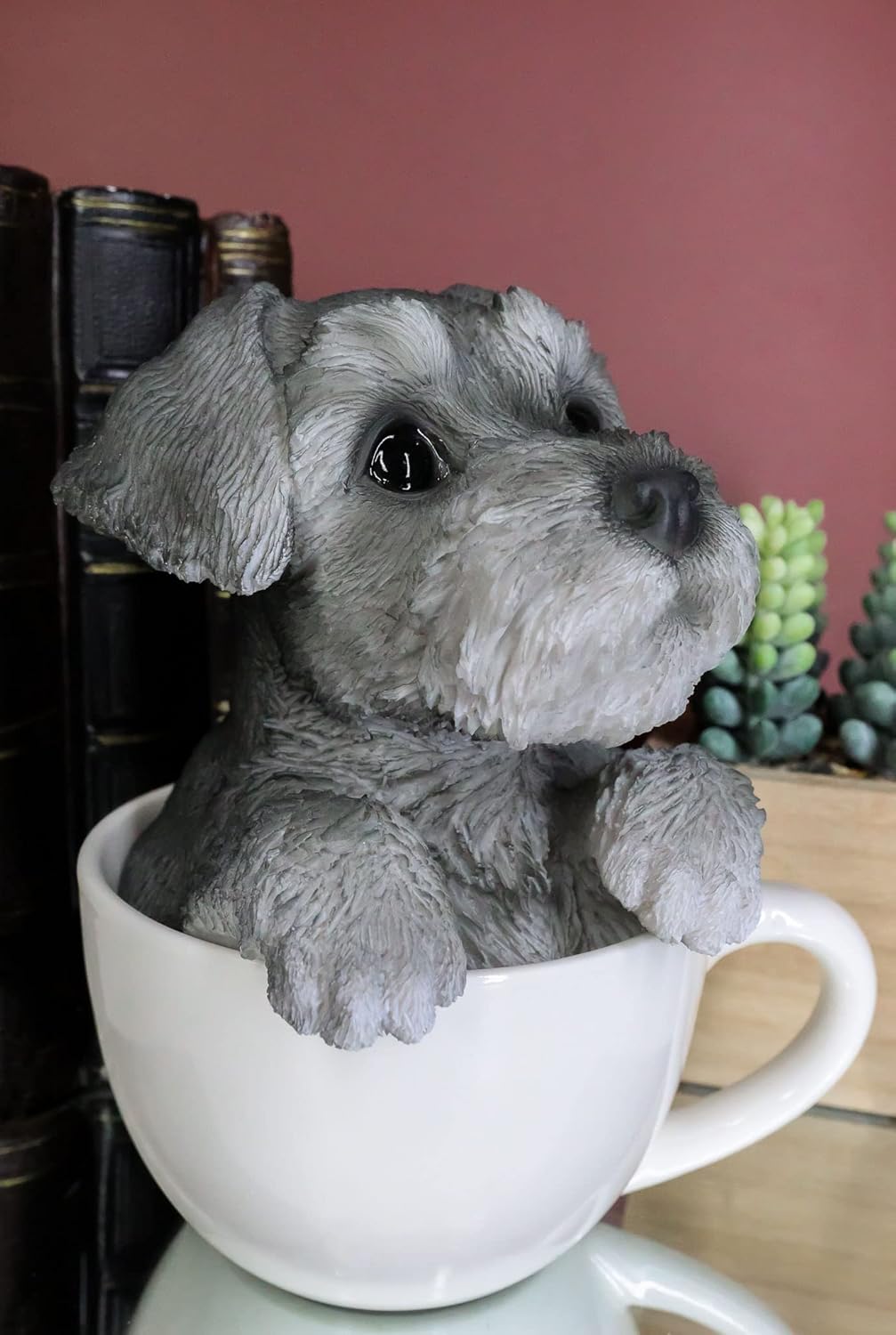 Ebros – Figura decorativa de resina coleccionable con ojos de cristal de perros de pedigrí, mascotas y amigos, de 5.75 pulgadas de alto, color gris