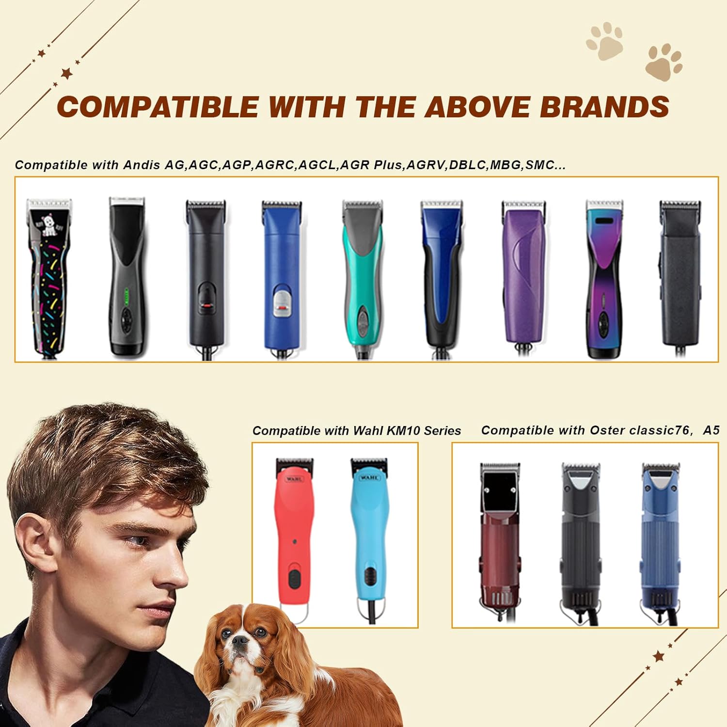 Cuchillas de cerámica de repuesto desmontables profesionales 3-12. Compatible con Oster Classic 76Power ProPower-TeqStar-Teq Clipper. Compatible con