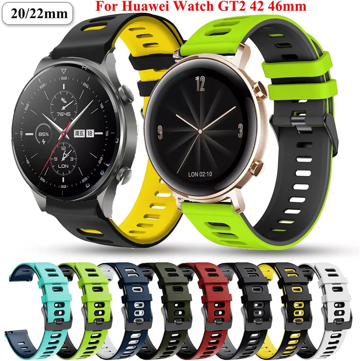 OTGKF 20mm 22mm Soft Silicone Sport Straps For Huawei GT2 Pro Bracelet GT 2 42 46mm Smartwatch Watchband Band