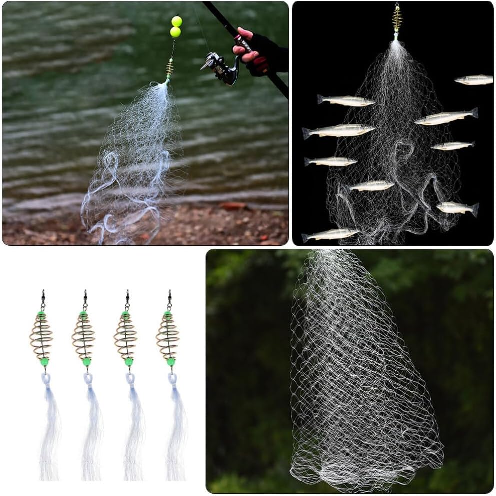 BESTOYARD Red de pesca portátil de pesca de agua salada de pesca de pesca profesional Pesca conveniente pesca 4 unids