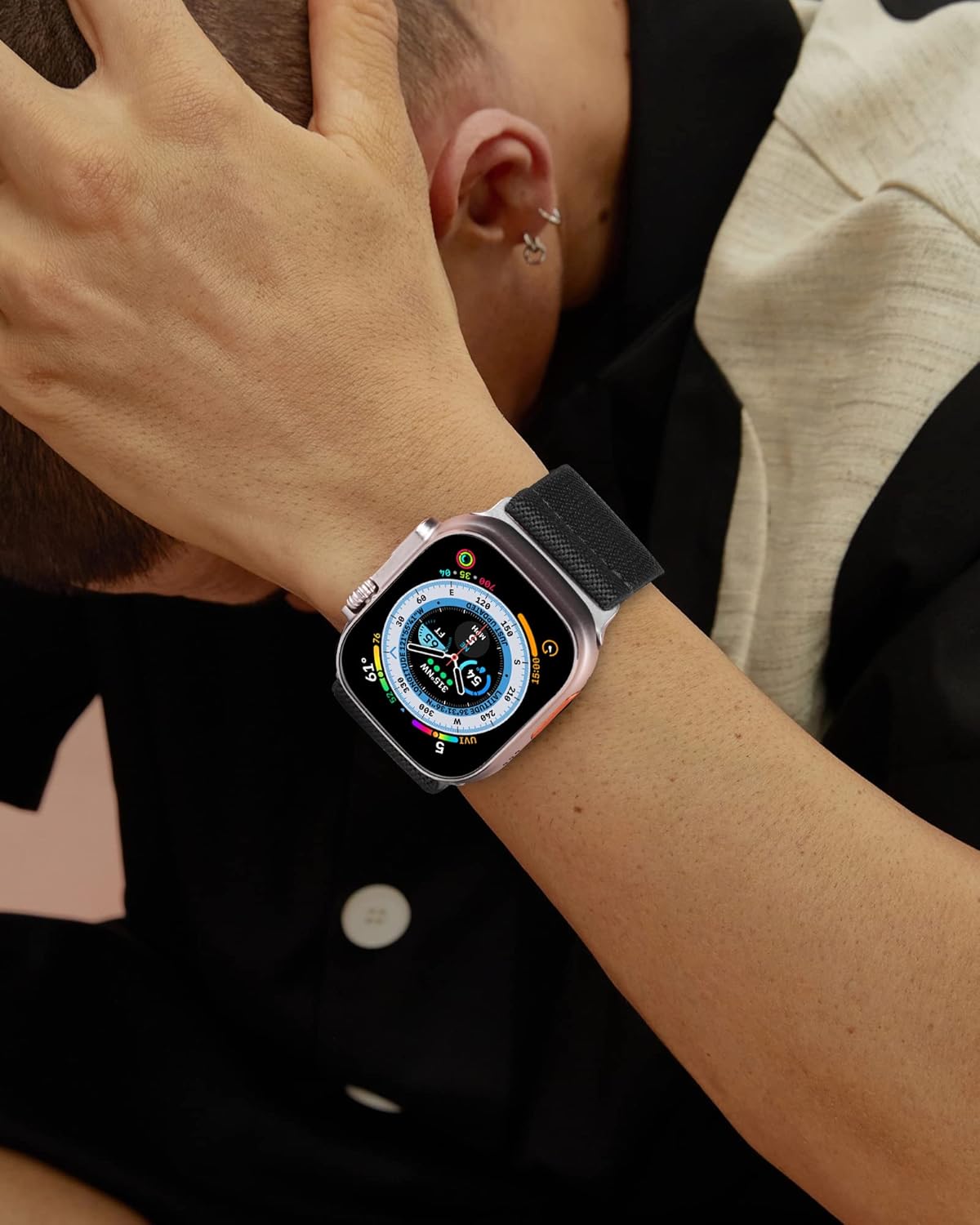 Paquete de 3 correas de nailon más anchas compatibles con Apple Watch Ultra de 1.92 pulgadas, Series 87 de 1.772 pulgadas, Series SE654 de 1.732