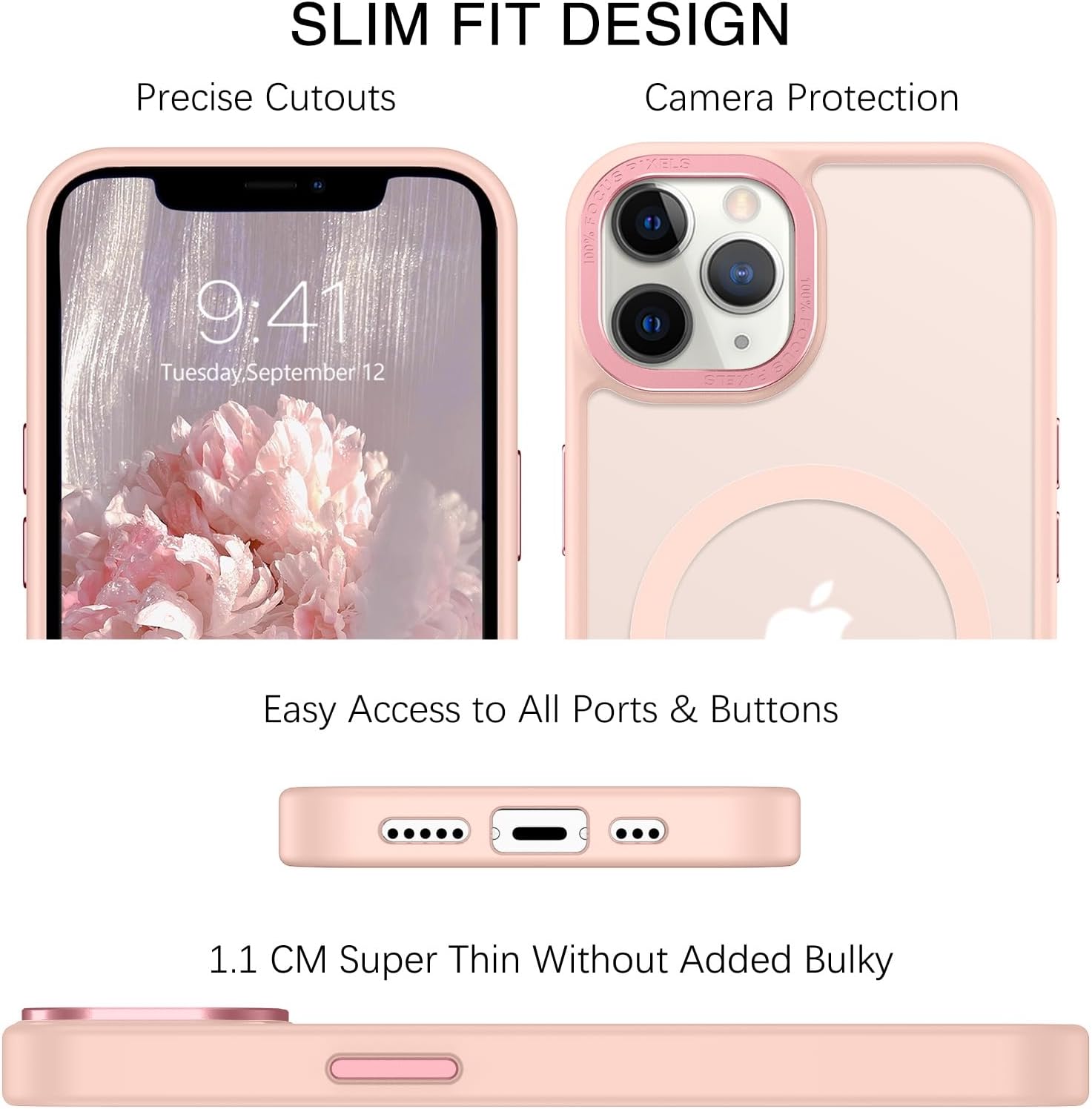 BENTOBEN Funda magnética para iPhone 11 Pro Max, iPhone 11 Pro Max compatible con MagSafe translúcida mate a prueba de golpes para mujeres, hombres
