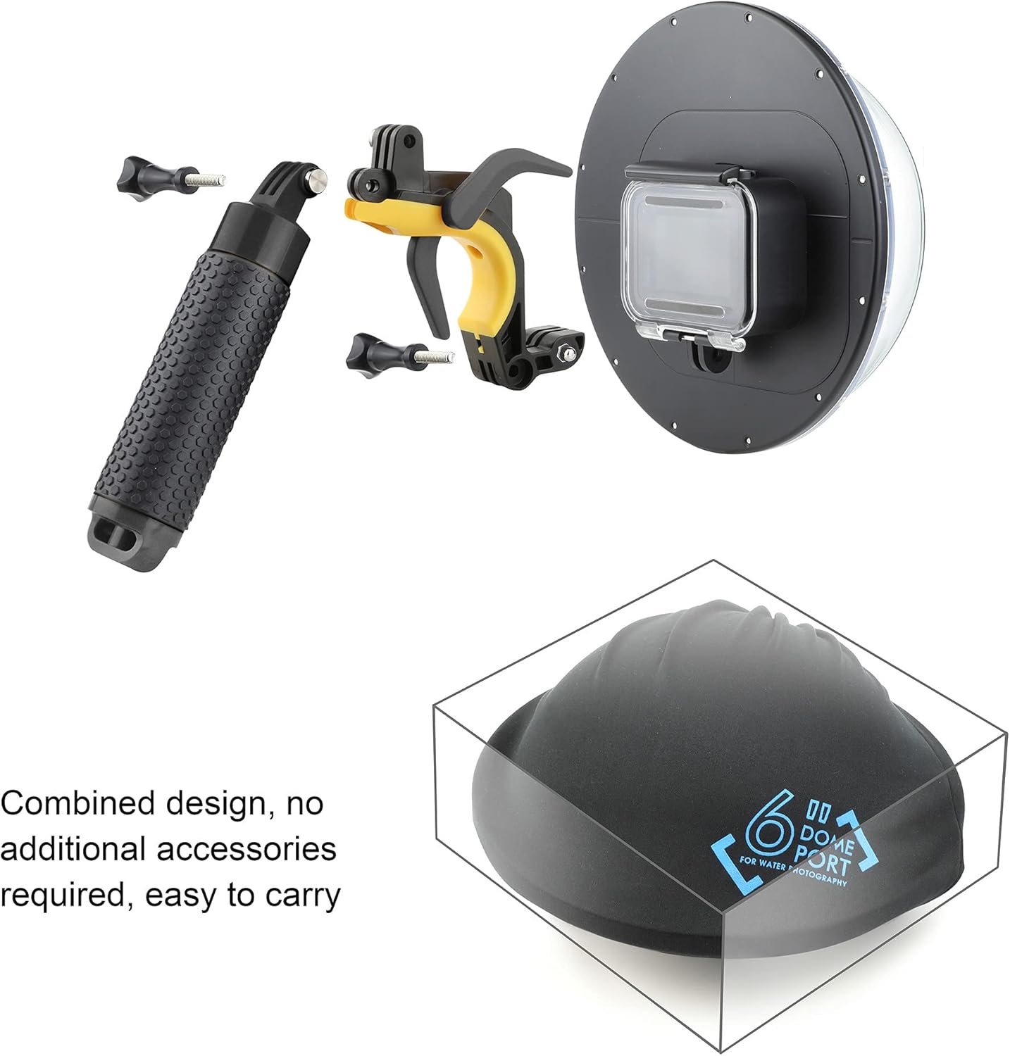 YALLSAME Cúpula para GoPro 8 Funda impermeable con ventana de pantalla frontal, agarre de mano flotante, gatillo de buceo subacuático, esnórquel,