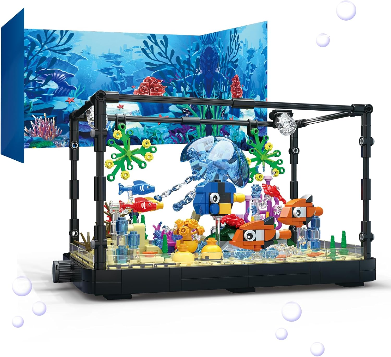 QLT QIAOLETONG Kits de bloques de construcción de peces de peces con luces LED, regalos creativos de animales marinos para niños y adultos (725