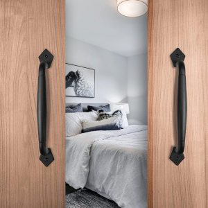 MIGOSEN Herrajes para puertas correderas  Manijas rústicas de puerta de granero para puertas, garajes, cobertizos  Manija de puerta de acero sólido MIGOSEN Herrajes para puertas correderas  Manijas rústicas de puerta de granero para puertas, garajes, cobertizos  Manija de puerta de acero sólido