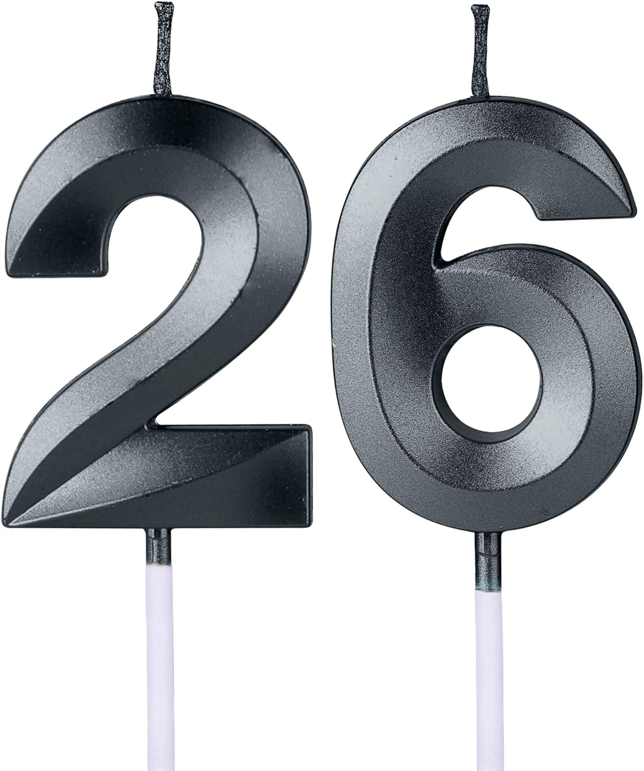 Velas negras de cumpleaños 26 y 62 para pasteles, número 26 62 para decoración de tartas para fiestas, aniversarios, bodas, celebraciones