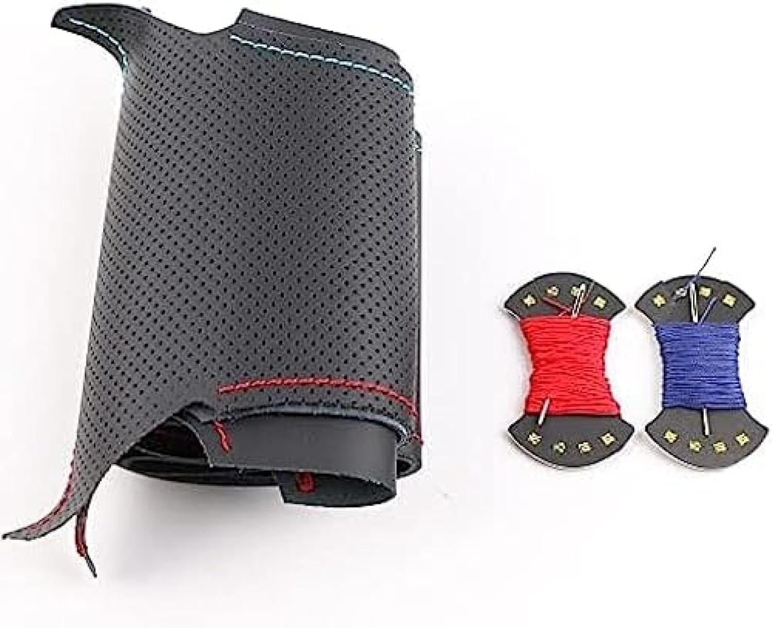 Cubierta de volante de costura a mano para Infiniti G35 2003-2006 para Nissan Skyline V35 2003-2006 línea roja+azul