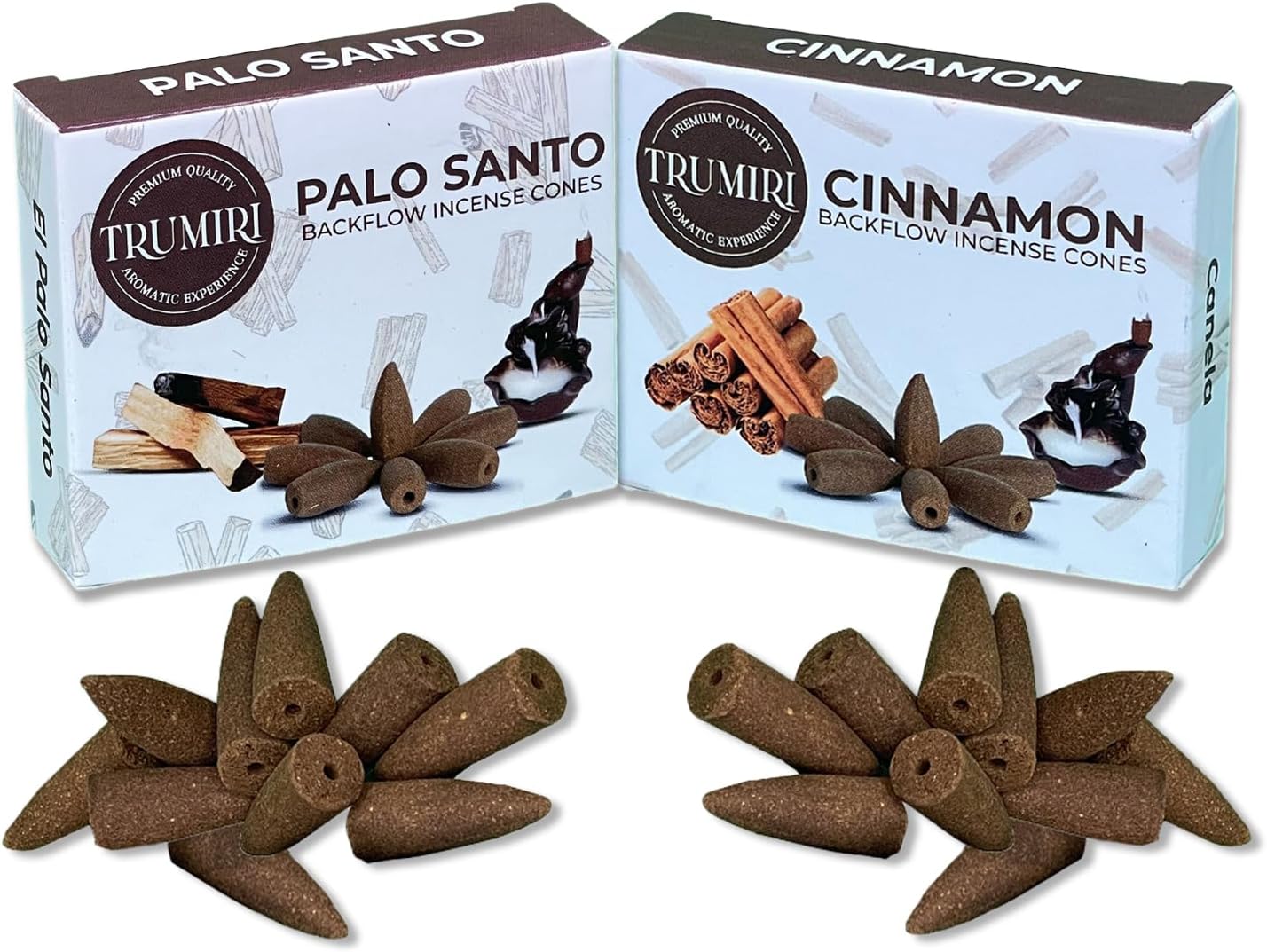 Conos de incienso de reflujo  Paquete combinado de 20 conos de incienso en cascada  10 Palo Santo + 10 canelas  Conos de incienso  Conos de incienso
