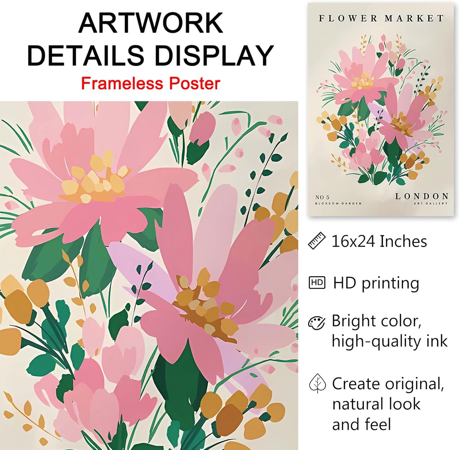 Lienzo decorativo para pared, diseño de flores rosas, impresiones florales estéticas, pósteres de color rosa Matisse, impresiones de pared pastel