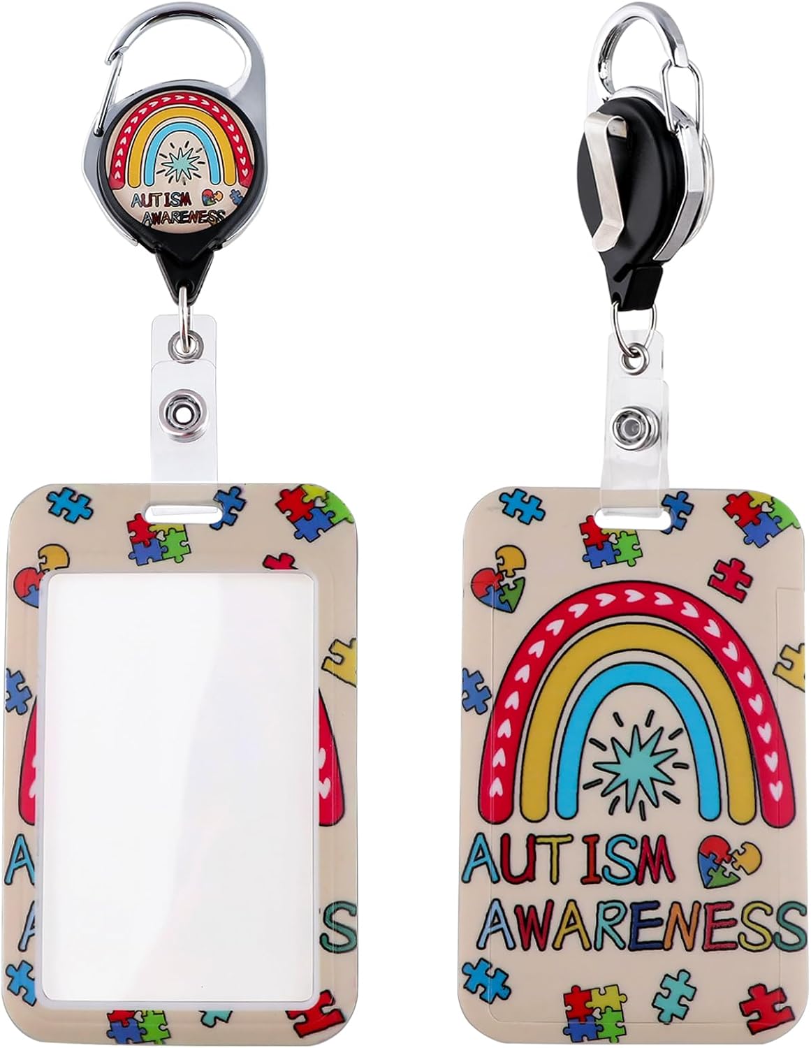 Beemorita Carrete retráctil para tarjetas de autismo, lindo carrete estético para llaves e insignias de identificación para mujeres, hombres, niñas,