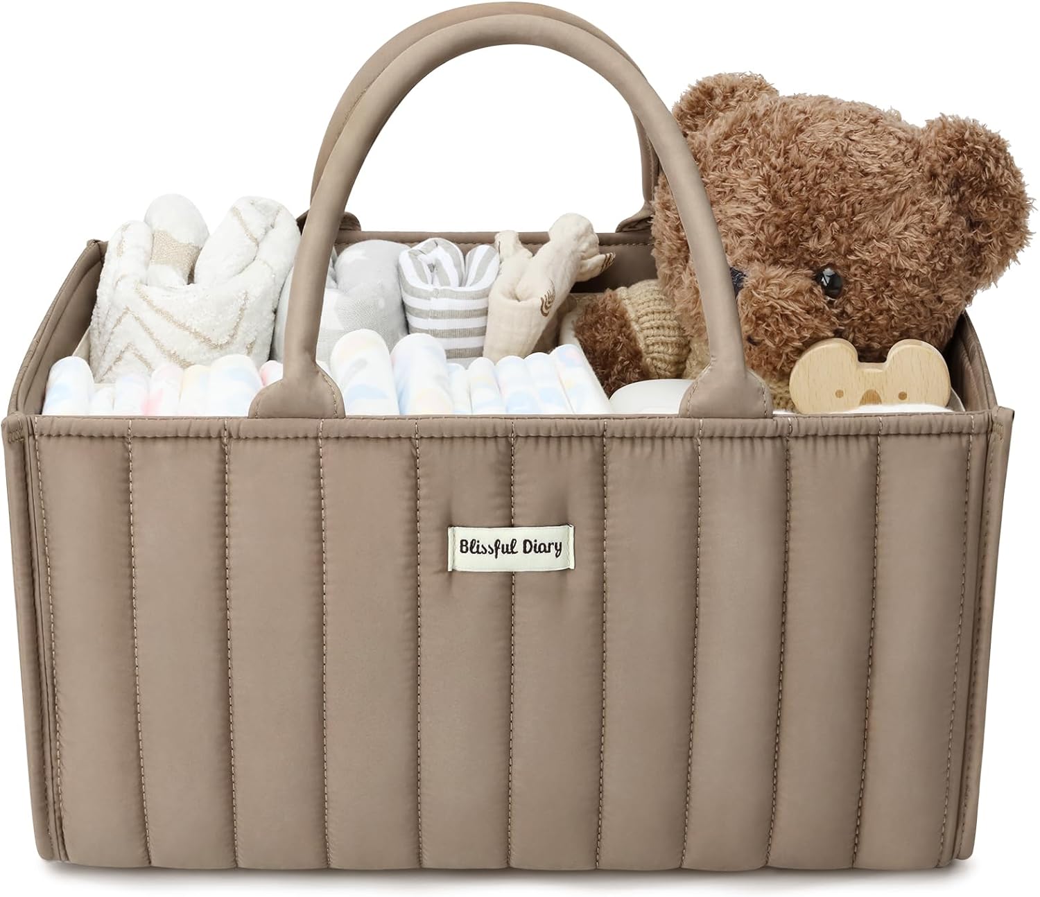 Blissful Diary Cesta de pañales para bebé, elegante organizador de pañales para bebé, cesta de almacenamiento para pañales, lista de regalos para