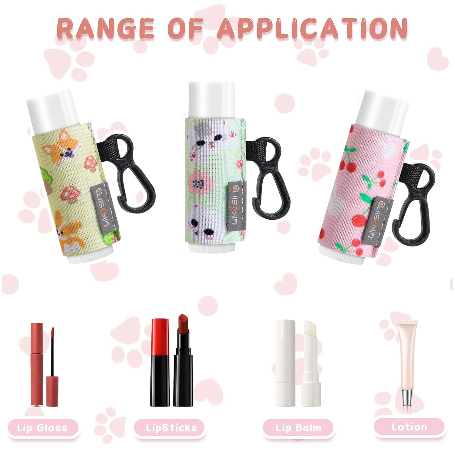 Soporte para llavero, soporte para bálsamo labial, bolsa de manga para lápiz labial con clip, brillo de labios elástico, regalos para amigos,