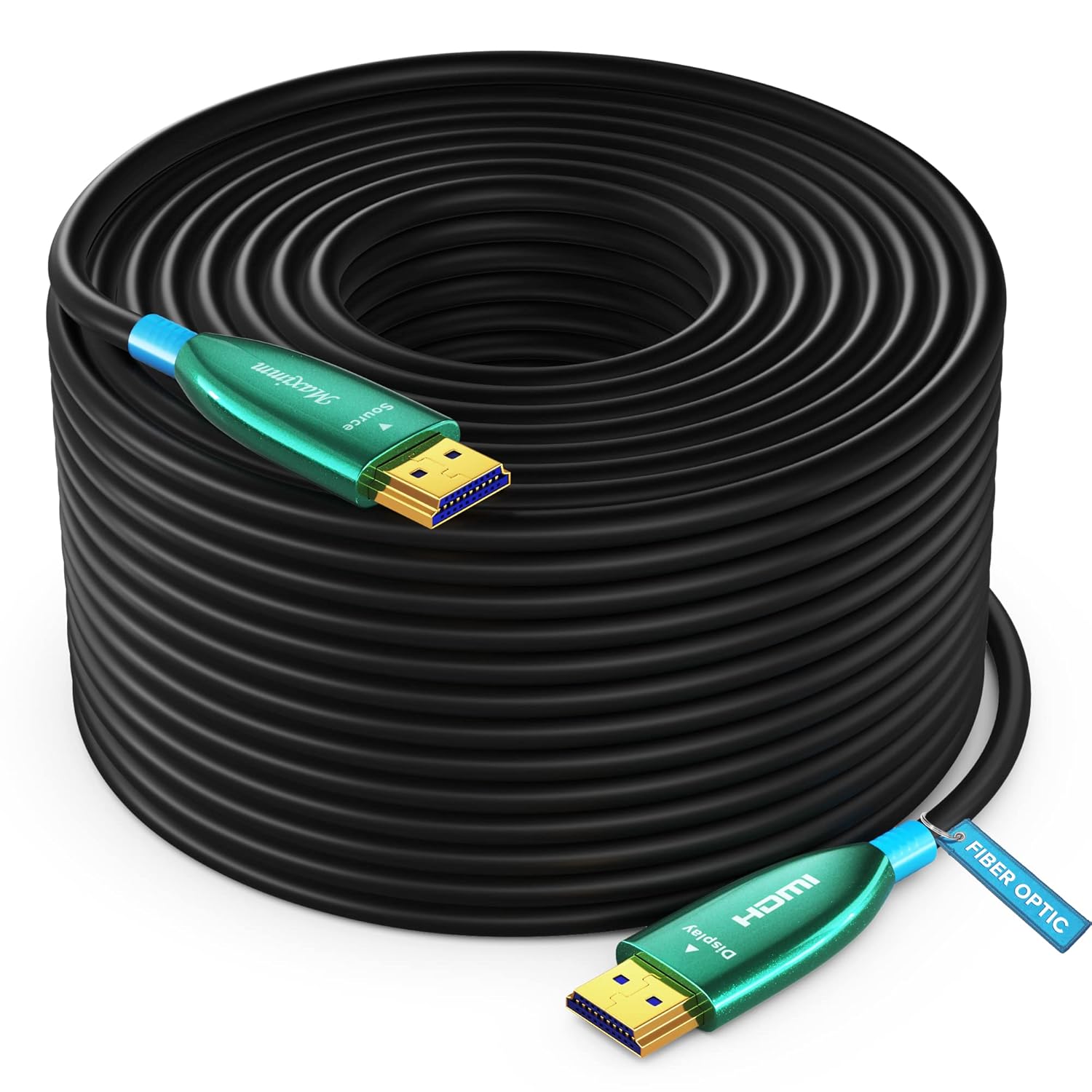 Maximm Cable HDMI 4K de fibra óptica de alta velocidad de 300 pies, 18 Gbps 4K60Hz, unidireccional 2160p, 1080p, HDCP 2.2, compatible con ARC 3D