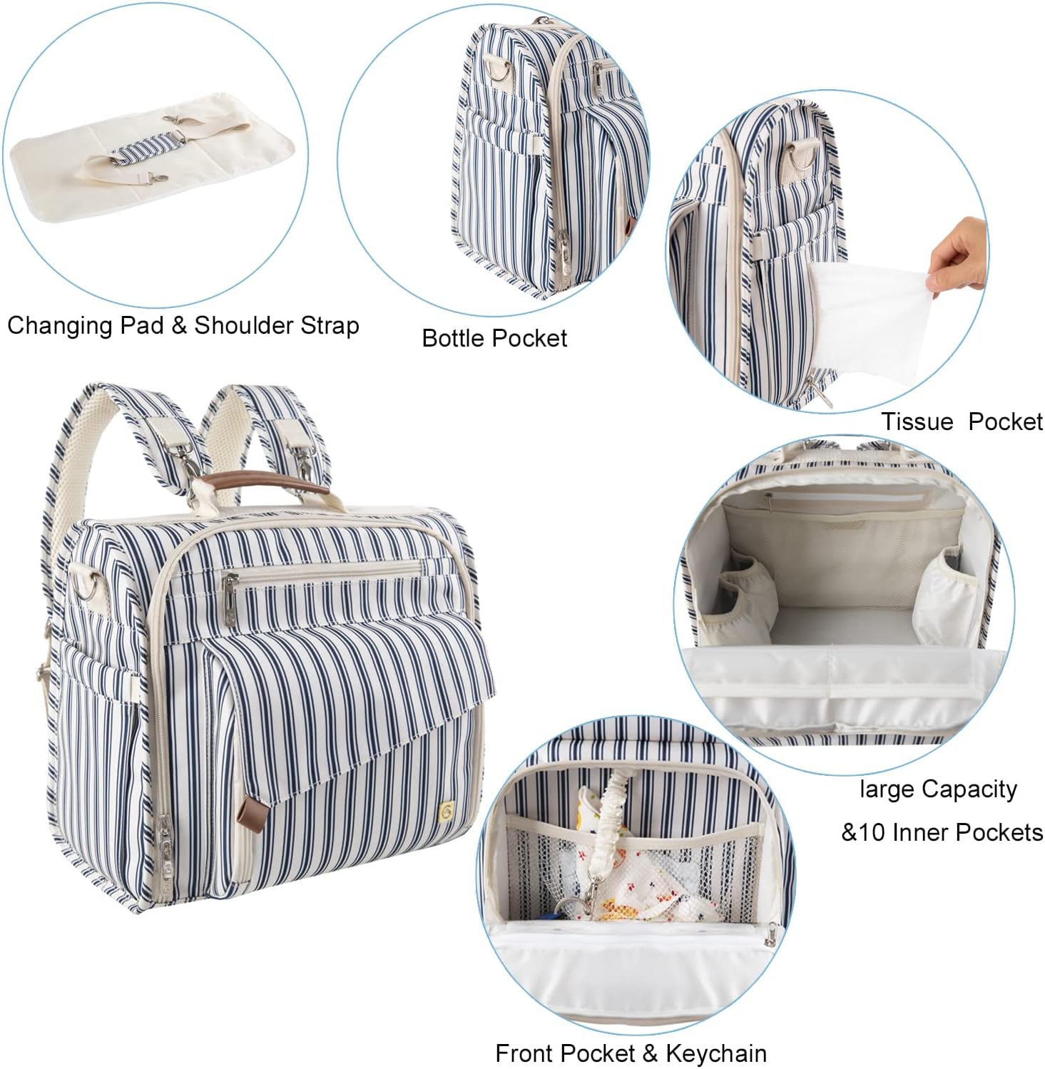 ALLCAMP Diaper Bag Large, Support baby Stroller, Converted Into a Tote Bag