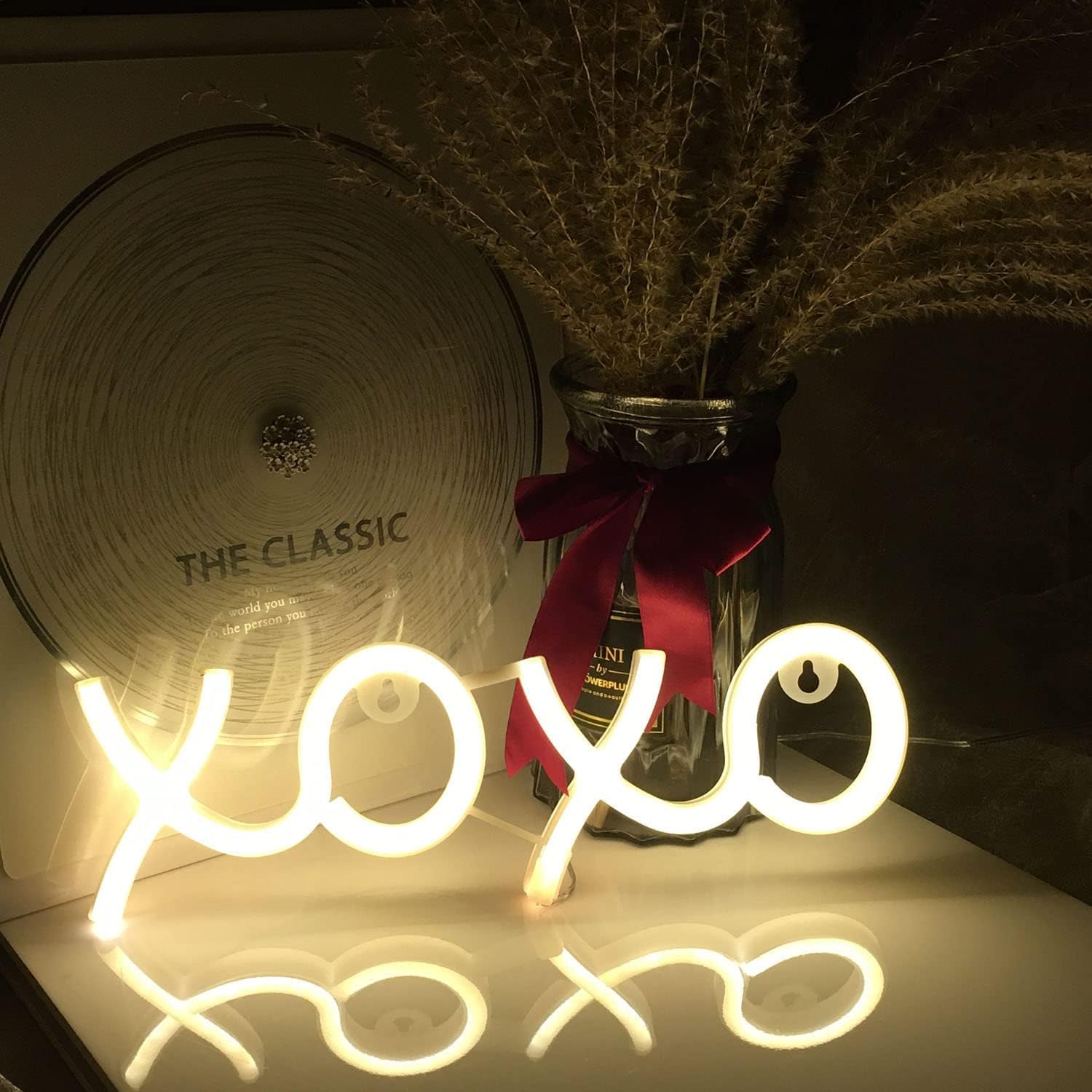 XOXO – Letrero de neón para decoración de pared de dormitorio, luz LED de luna, para regalo de cumpleaños, novio, novia, amante, adolescentes,