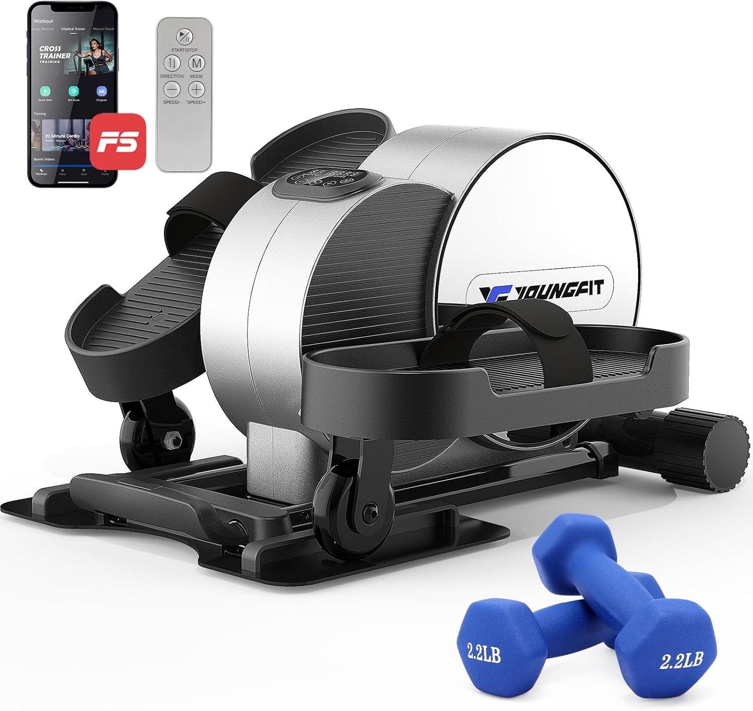 YOUNGFIT Under Desk Elliptical Machine, Electric Leg Exerciser While Sitting for Seniors Adults, Quiet & Portable Pedal Exerciser with Telescopic