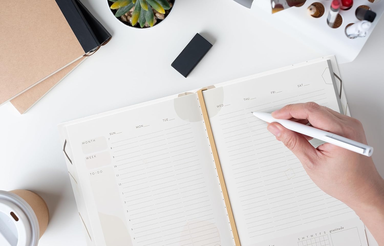 Agenda semanal mensual sin fecha  Agenda de bloqueo de tiempo con calendario 2024, libro de presupuesto, diario de gratitud para mujeres y