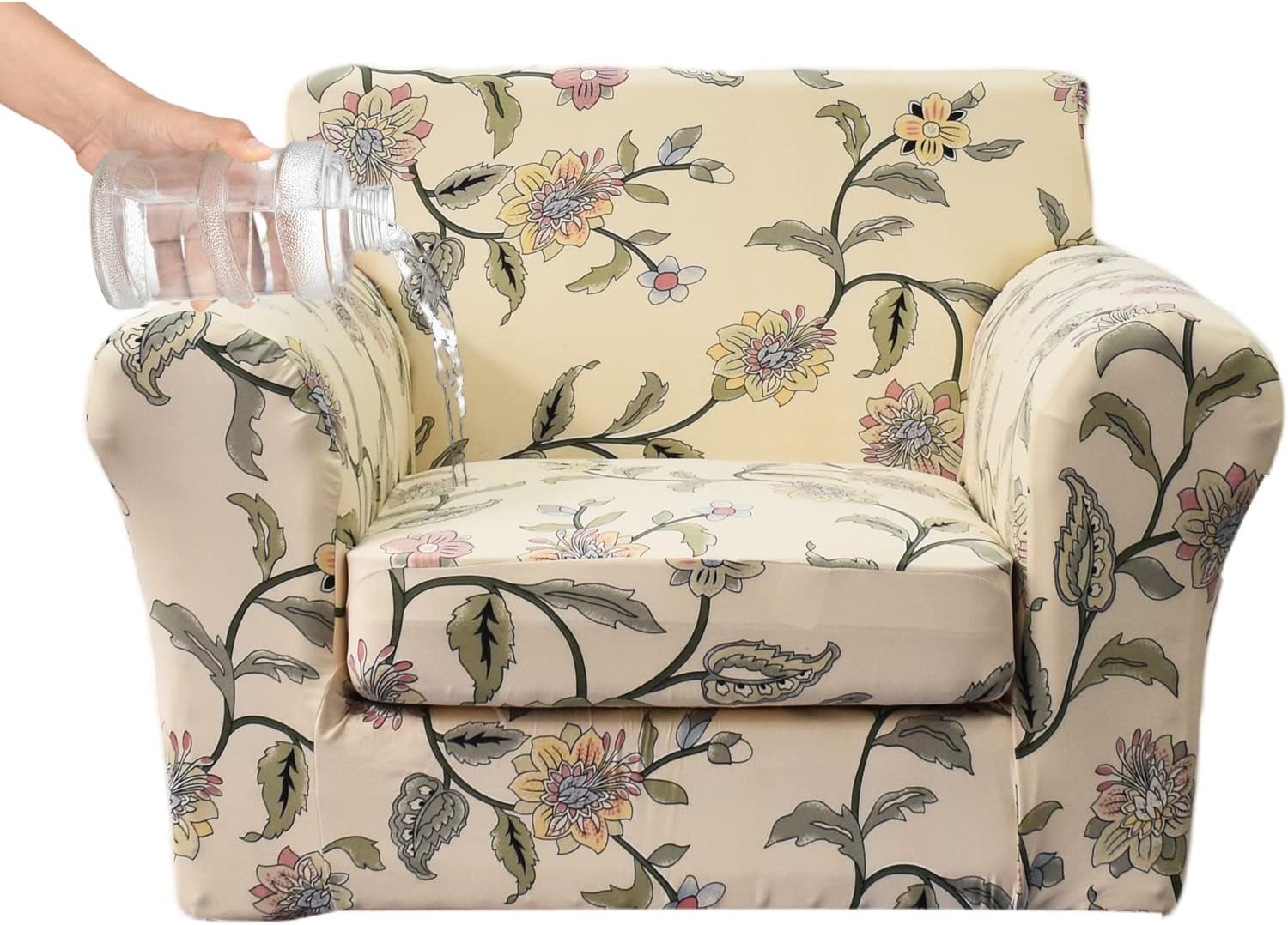 Funda impermeable para sofá con estampado de 2 piezas, funda elástica para sillón con funda de cojín de sofá, lavable, protector de muebles para