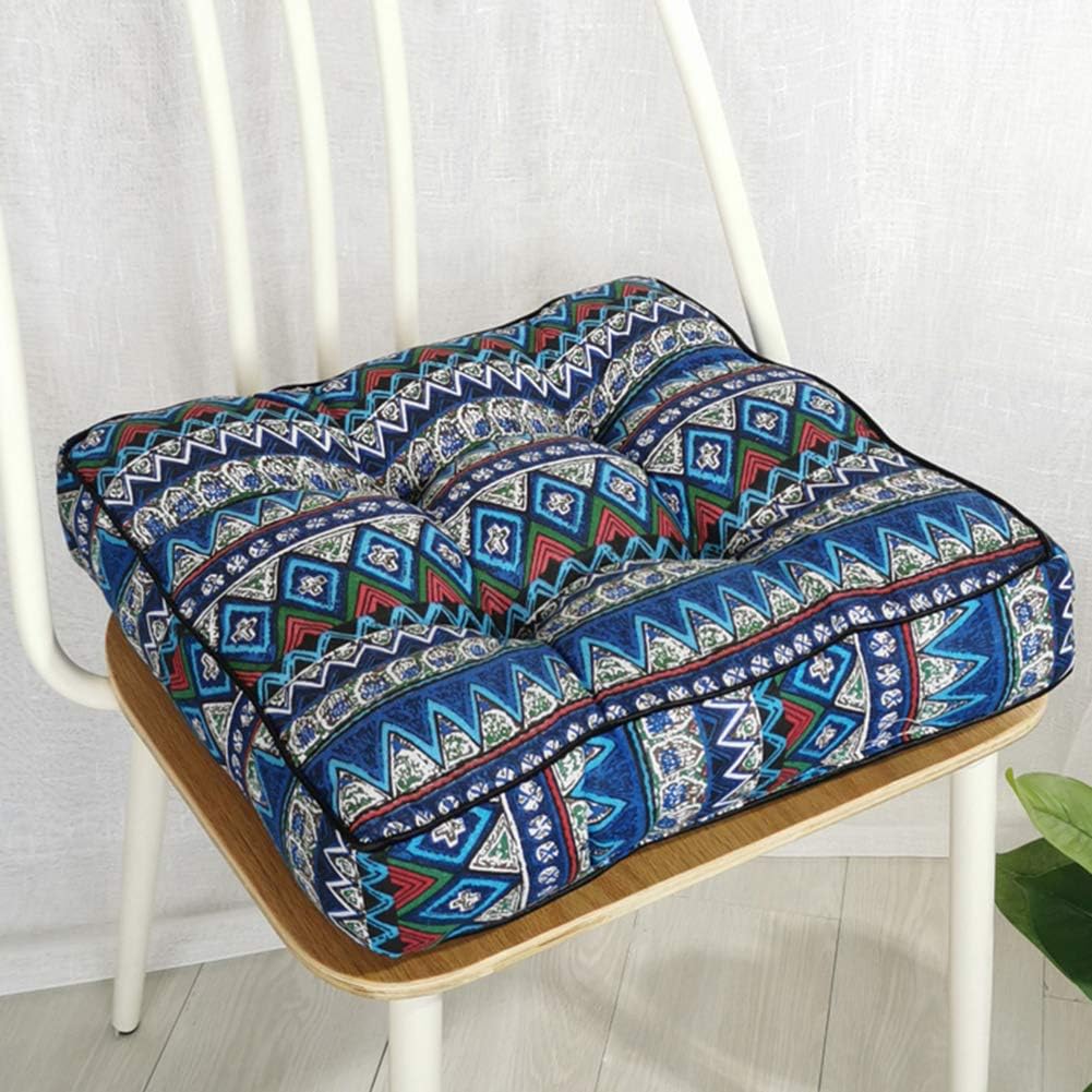 vctops Cojín cuadrado bohemio suave para silla de patio, para interiores, oficina, hogar, cocina, comedor, color azul, 16 x 16 x 4 pulgadas