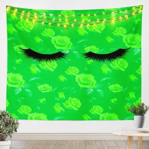 Long Eyelash Kids Tapestry,Girlish Makeup Fashion Glamorous Wall Tapestries,Girls Boys Adults Bedroom Decor,Rose Flowers Romantic Wall Hanging,Green Long Eyelash Kids Tapestry,Girlish Makeup Fashion Glamorous Wall Tapestries,Girls Boys Adults Bedroom Decor,Rose Flowers Romantic Wall Hanging,Green