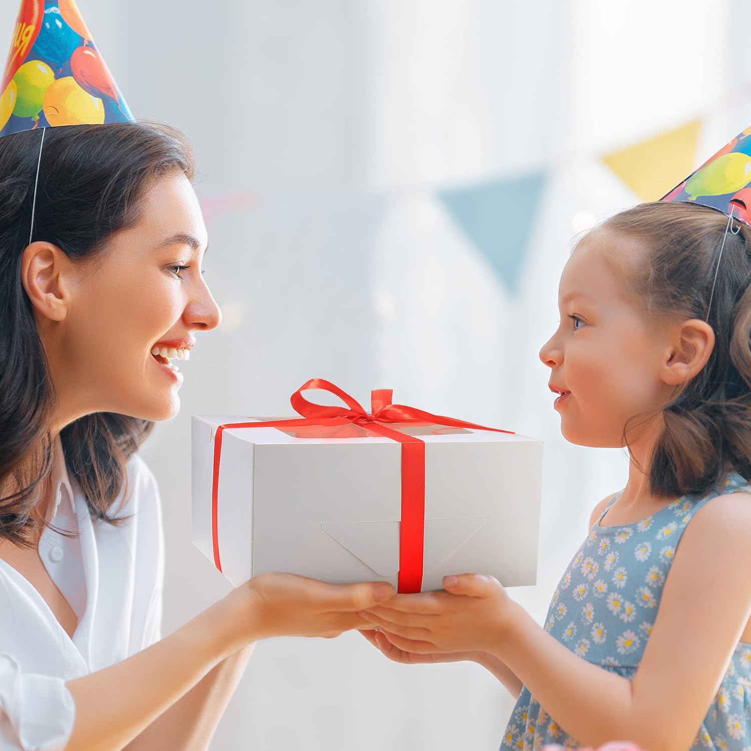 10 cajas de galletas de 10 x 10 x 5 pulgadas con ventana, cajas blancas de panadería, cajas desechables de 10 pulgadas, uso como cajas de galletas,