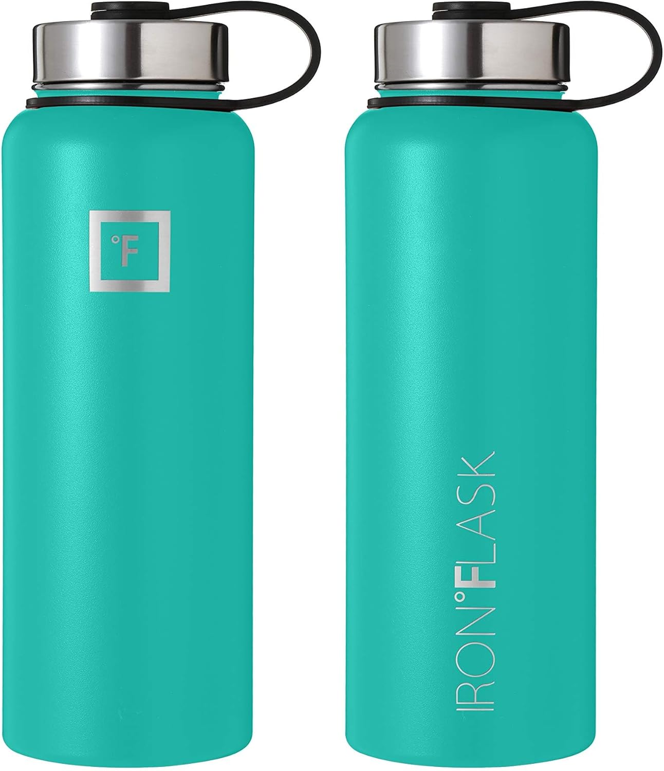 IRON FLASK Botella de agua deportiva  Boca ancha con 3 tapas de popote  Botellas de acero inoxidable para gimnasio y exteriores para hombres,