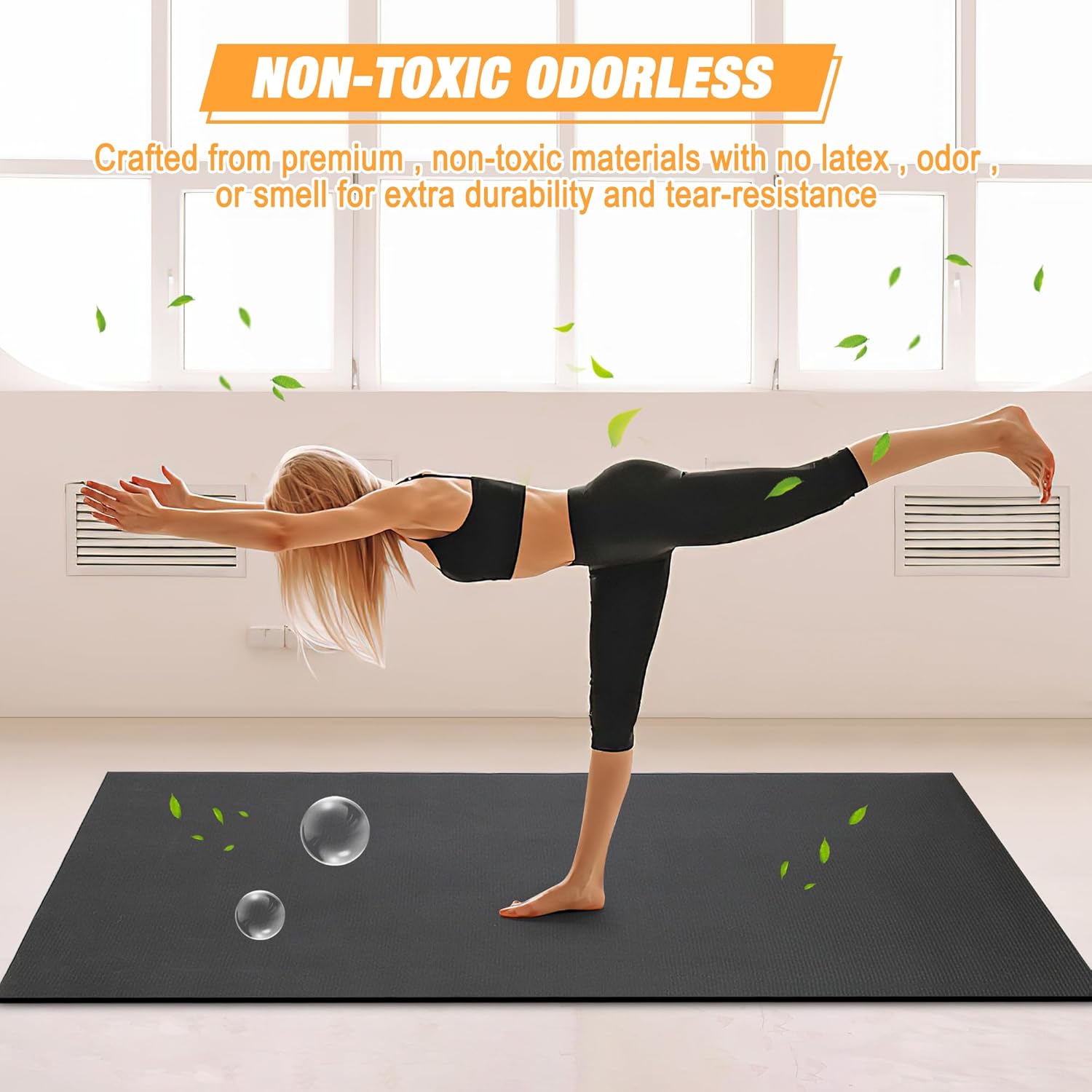 Large Exercise Mat for Home Workout – 6’x4’8’x6’10’x6’12’x6′(7mm) Ultra-Durable Workout Mat for Home Gym Flooring – High Density Gym Mat for Cardio,