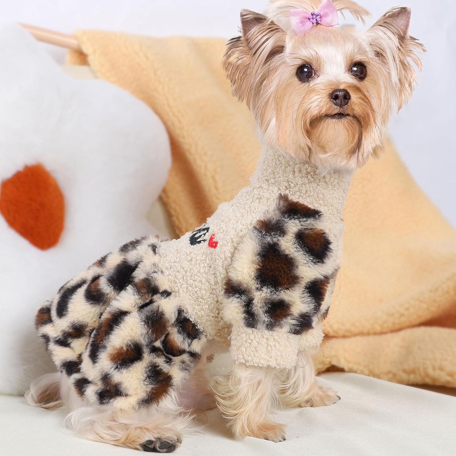 Vestido de invierno a cuadros para perro, lindo suéter de forro polar cálido para perros pequeños, vestidos de cachorro rosa, ropa para chihuahua
