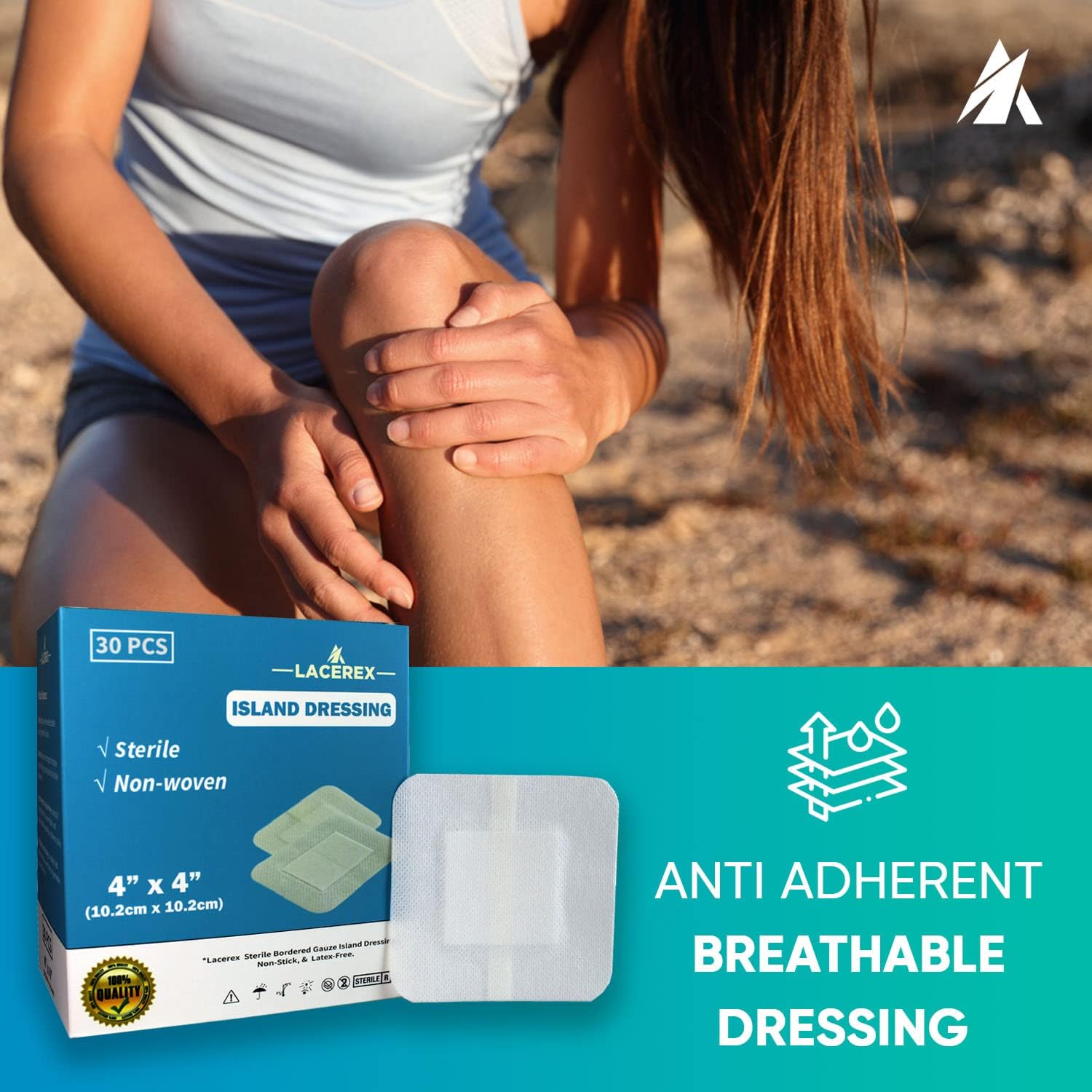 AWD Medical Vendaje adhesivo para islas, vendaje avanzado para heridas, borde estéril Lacerex, vendaje de gasa no tejida, antiadherente, sin látex,