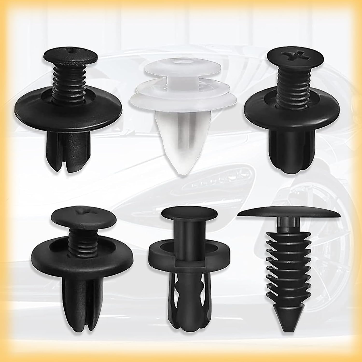 cueclue Juego de 100 hebillas para automóvil, clip de remache PA66 para parachoques, accesorios duraderos impermeables de nailon, producto