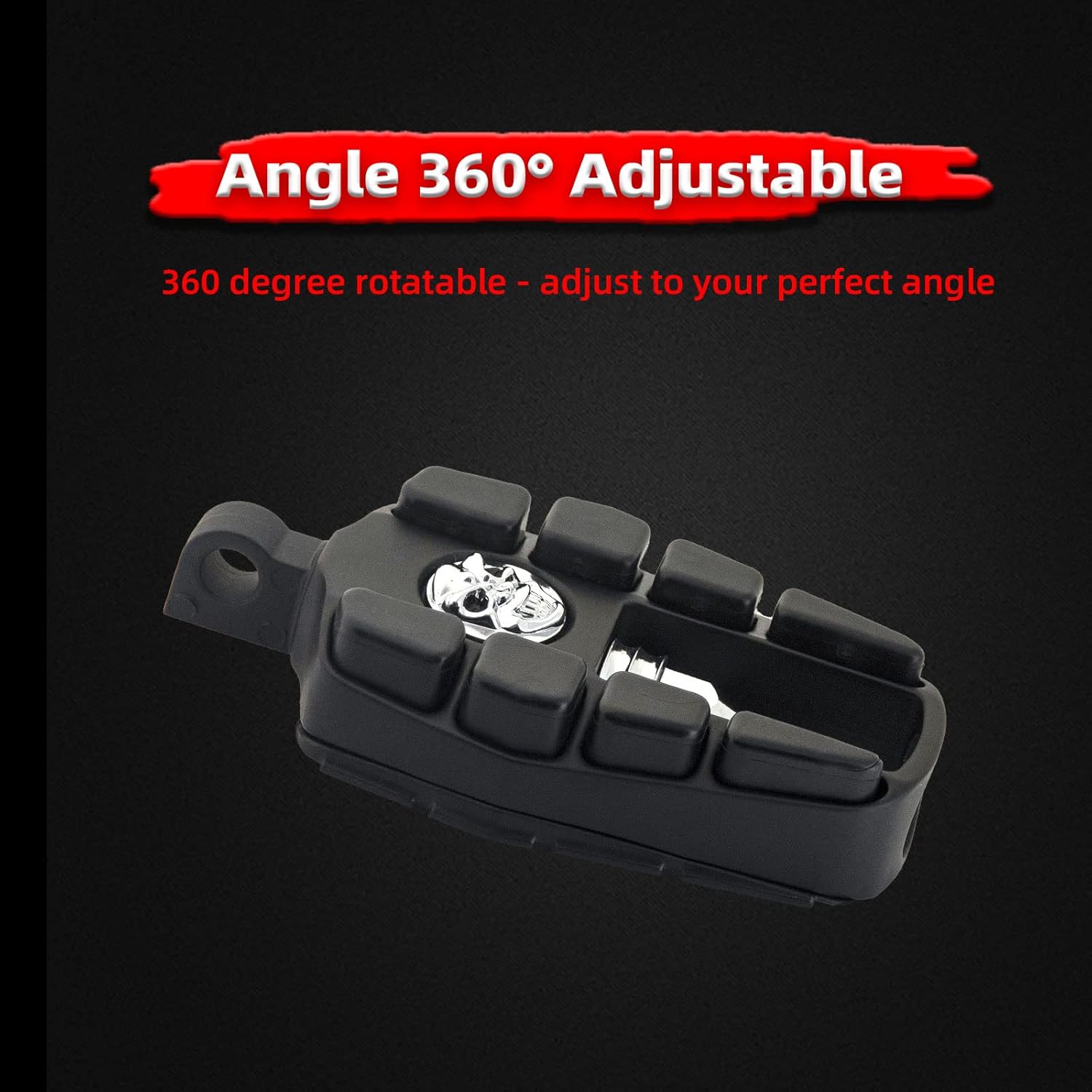 FATECIM Estriberas de calavera para motocicleta, reposapiés para motocicleta, mini tablas de suelo con adaptadores de montaje macho y goma