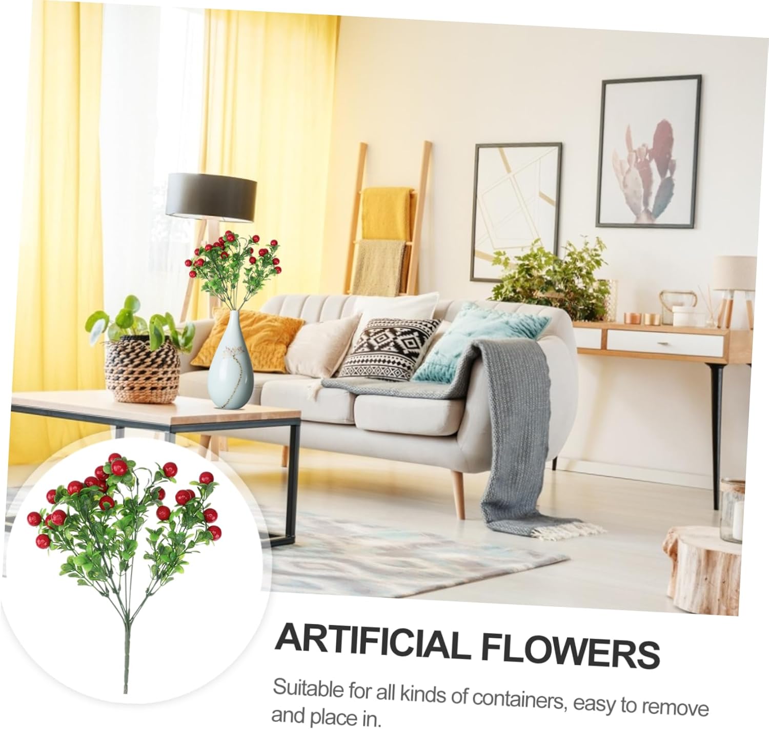 Abaodam 6 Pcs Plants Artificial Flowers Silk Flowers Decorative Bouquet Simulation Flowers Bundle Auspicious Fruit