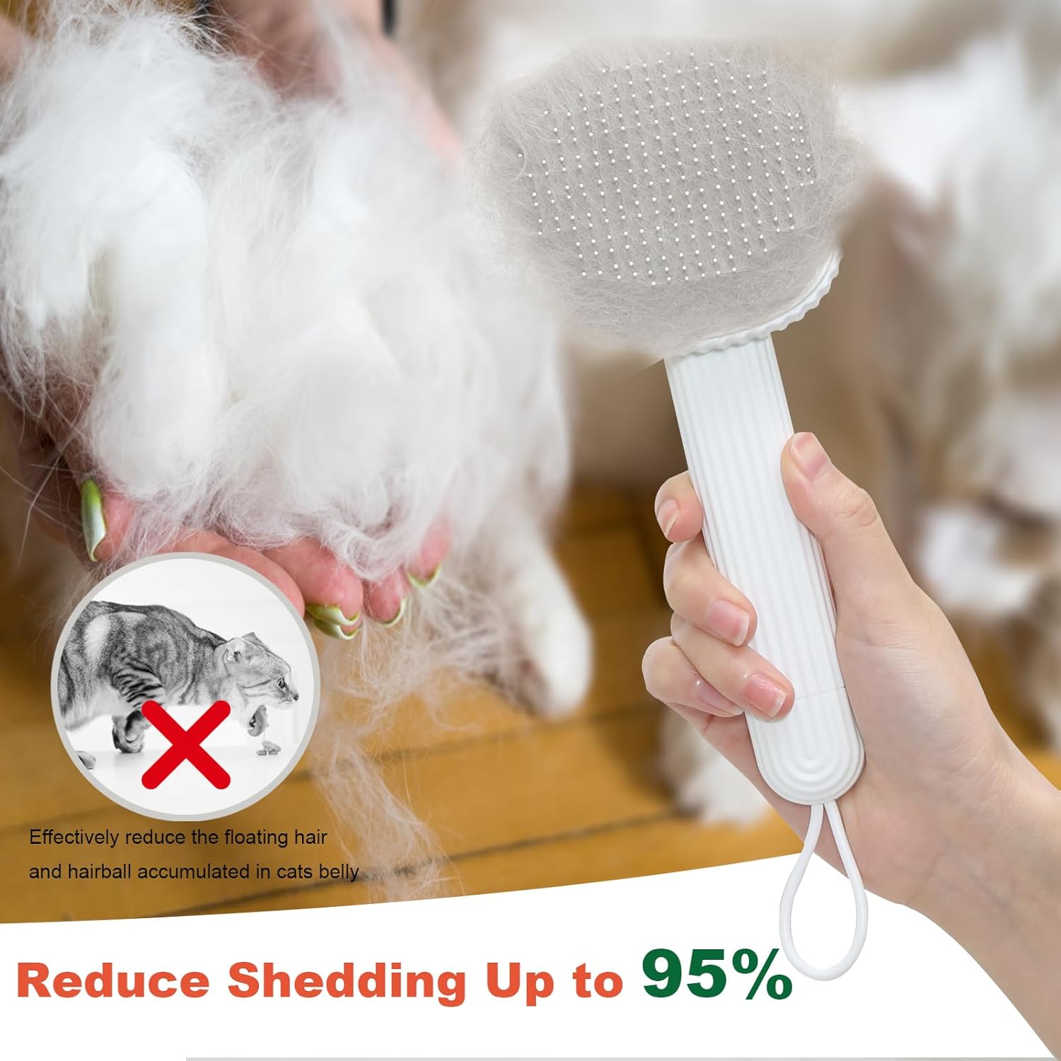 Cepillo para gatos, cepillo de aseo para gatos, cepillo de pelo de gato, cepillo de limpieza autolimpiante para cabello largo y corto, quita las