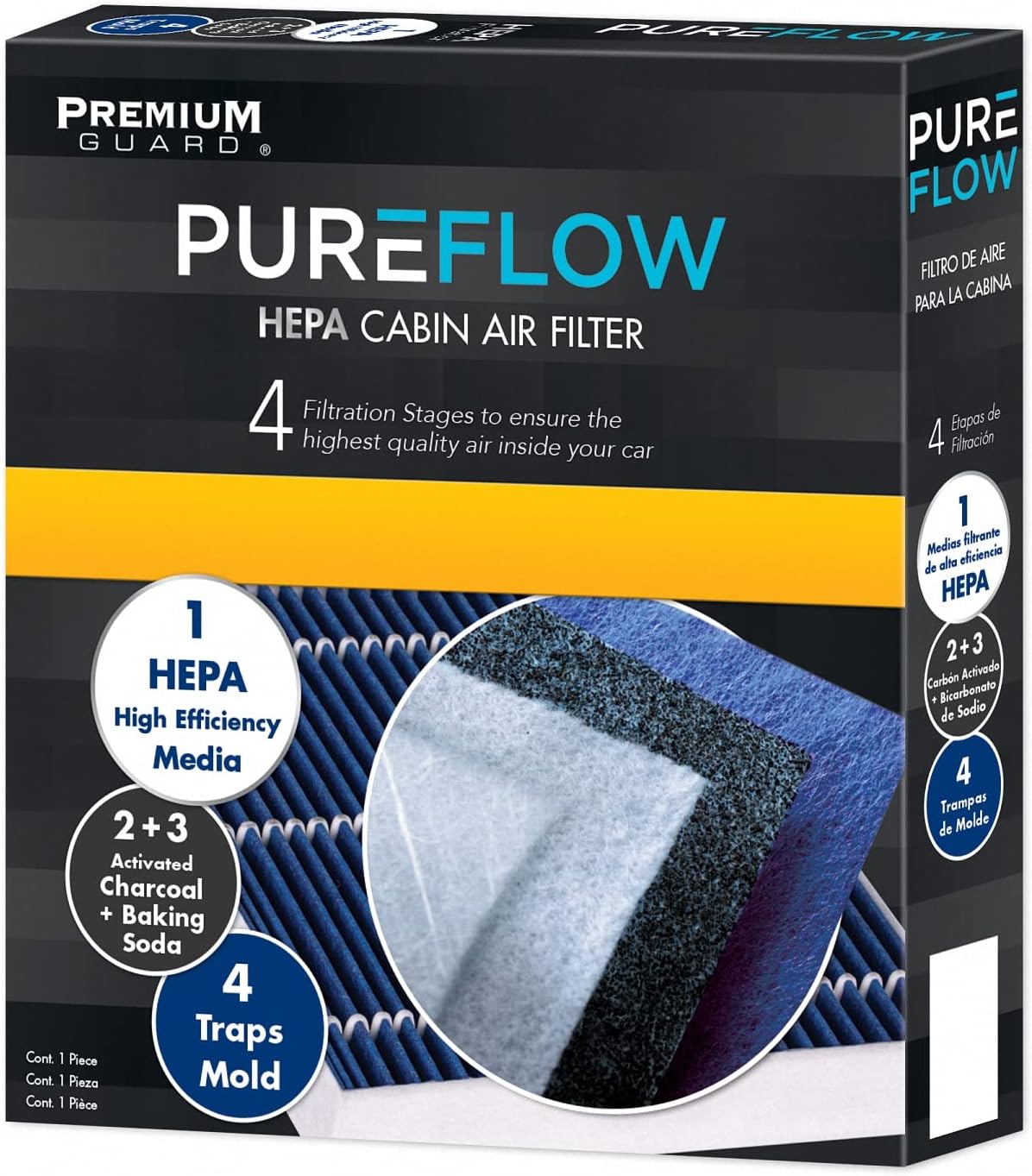 Filtro de aire de cabina PureFlow HEPA PC9366HX  Compatible con Dodge Sprinter 3500 2009-07, Sprinter 2500 2008-07