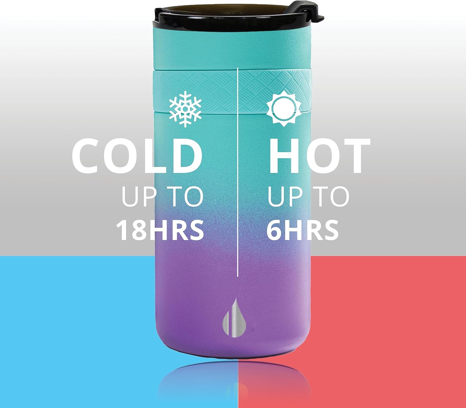 Elemental Duo-Sip – Vaso aislado 2 en 1 con tapa 100% a prueba de fugas y tapa delgada de 12 onzas, vaso de acero inoxidable de triple pared para