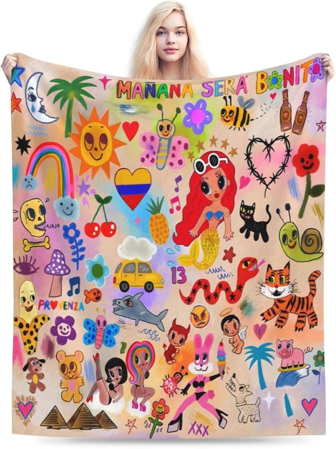 Manana Sera Music Bonito Karol Cute G – Manta de forro polar para cama tamaño King, bonita manta gráfica para sofá, sofá y cama, mantas suaves de