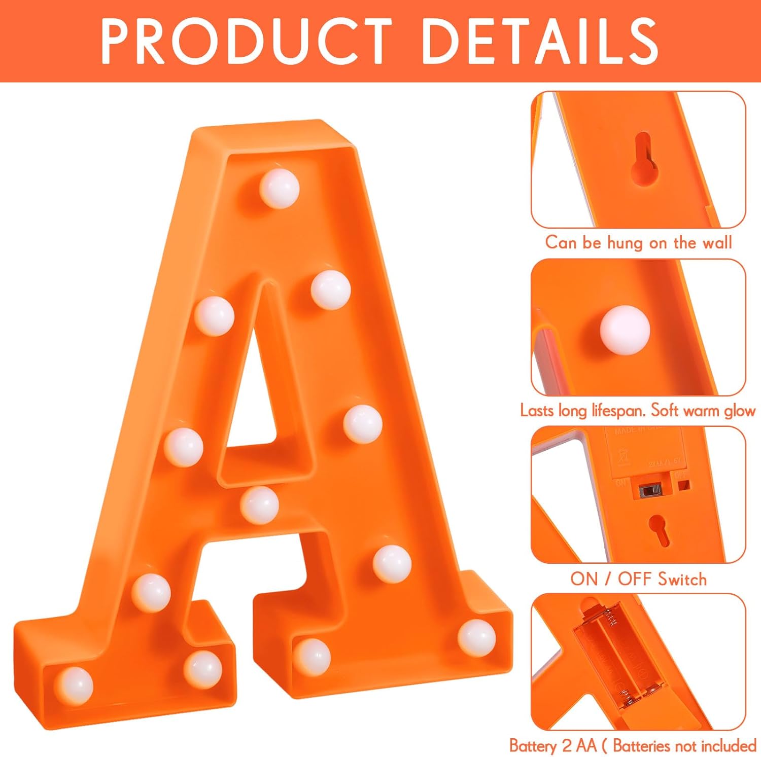 Fabbay 9 letras LED de marquesina con texto en inglés Happy Fall para decoración de otoño, letras iluminadas, letras LED de otoño, alfabeto para el