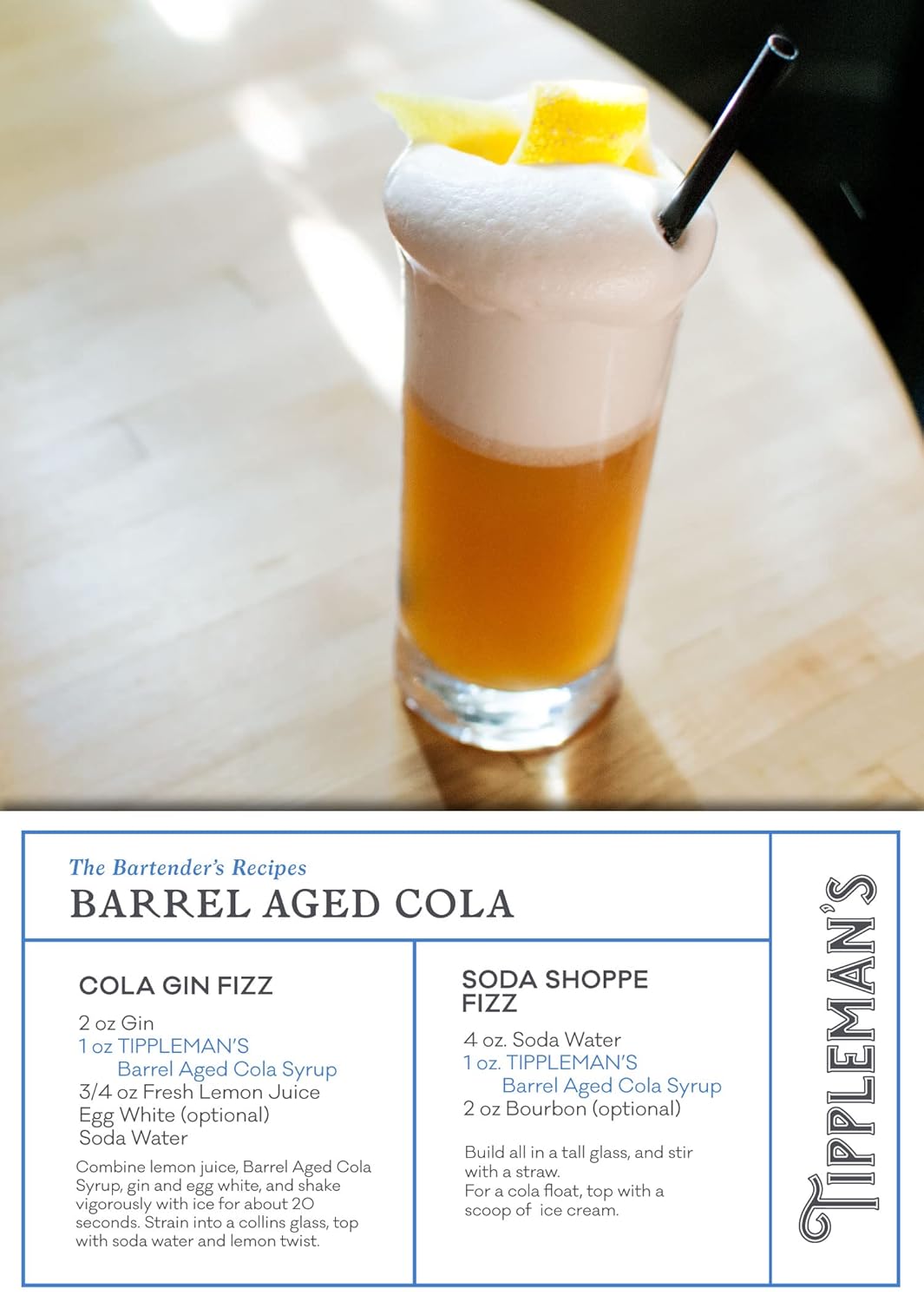 Tippleman’s Jarabe de cola envejecido en barril, jarabe de cola complejo natural para cócteles, refrescos clásicos, flotadores de helado, cóctel