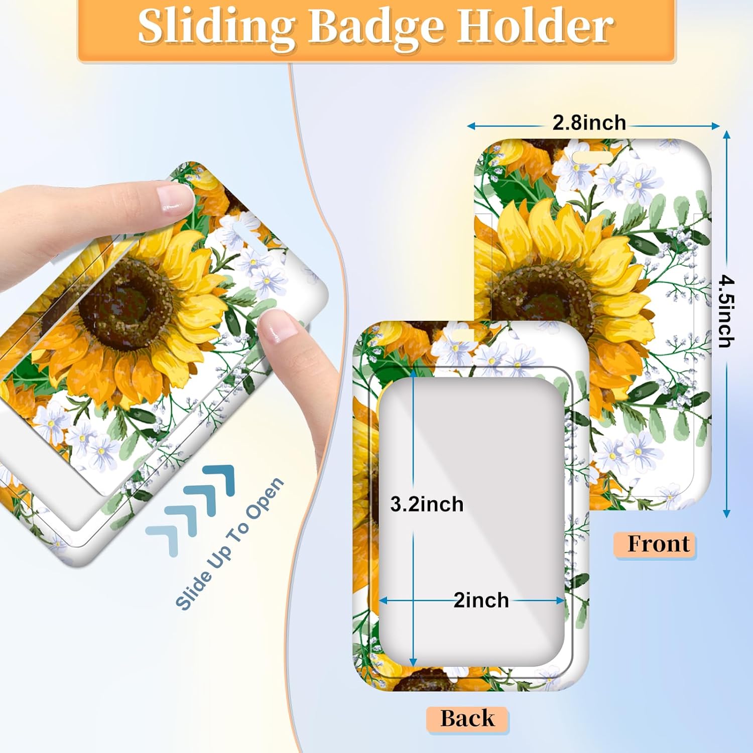 Toykee Cordón para profesor para tarjeta de identificación, girasol, para hombres y mujeres, con cuentas, cordón para el cuello, insignias, soporte