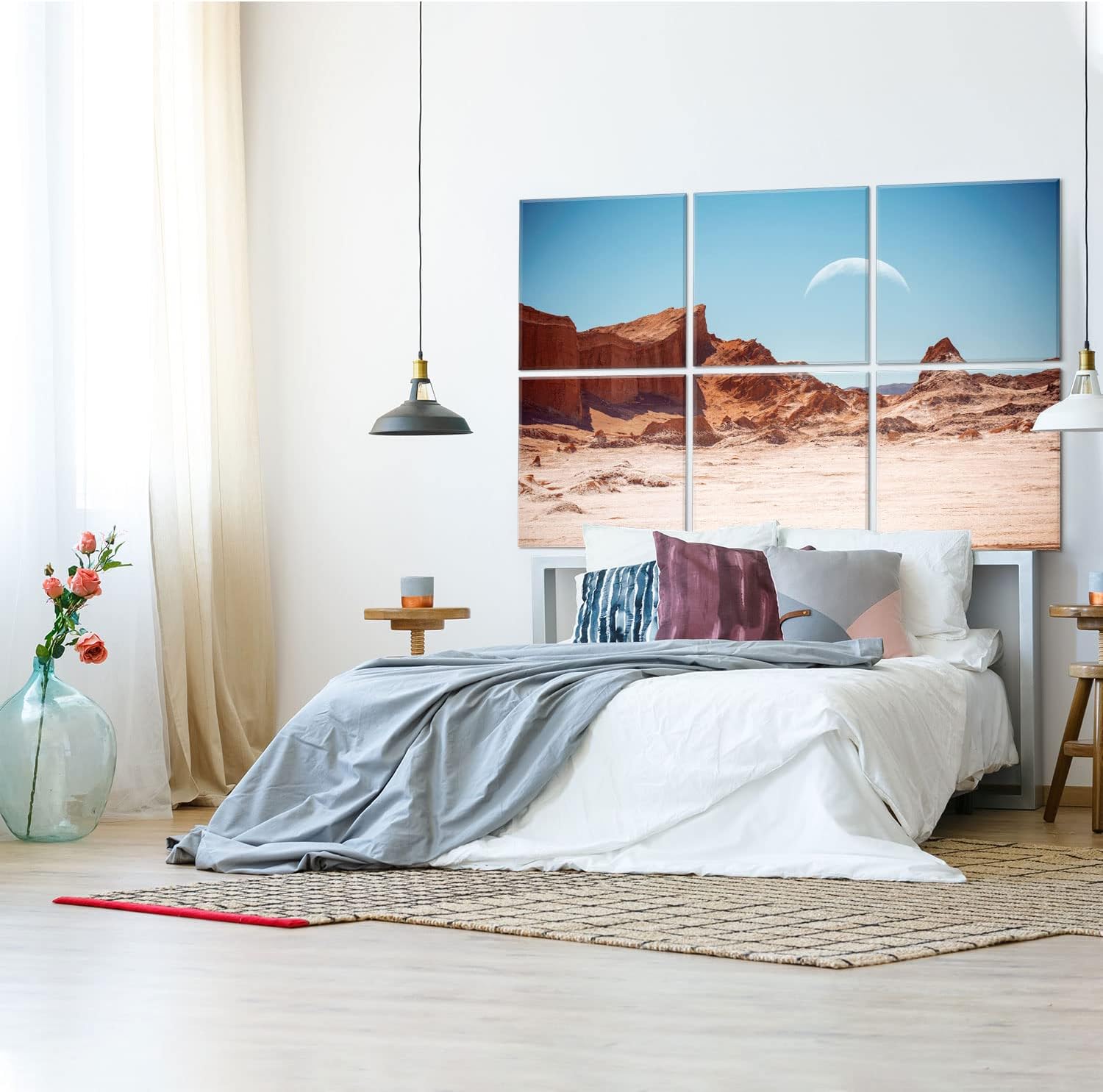 JBER Paneles acústicos artísticos decorativos, paquete de 6 paneles acústicos artísticos para decoración de pared con autoadhesivo, adecuados para