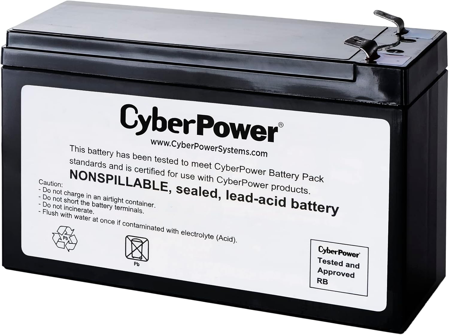 CyberPower RB1280A – Cartucho de batería de repuesto para UPS, sin mantenimiento, instalable por el usuario, 12V9Ah