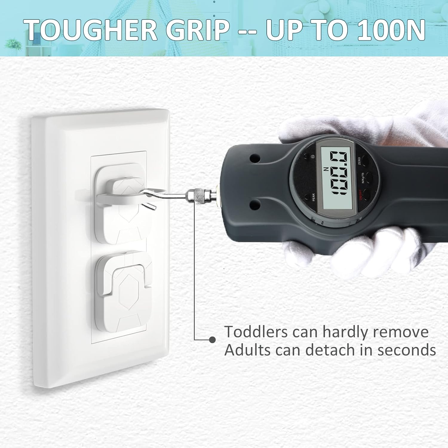 4our Kiddies Cubiertas de toma de corriente a prueba de bebés (paquete de 60) – Protectores de enchufe eléctrico de seguridad infantil para evitar