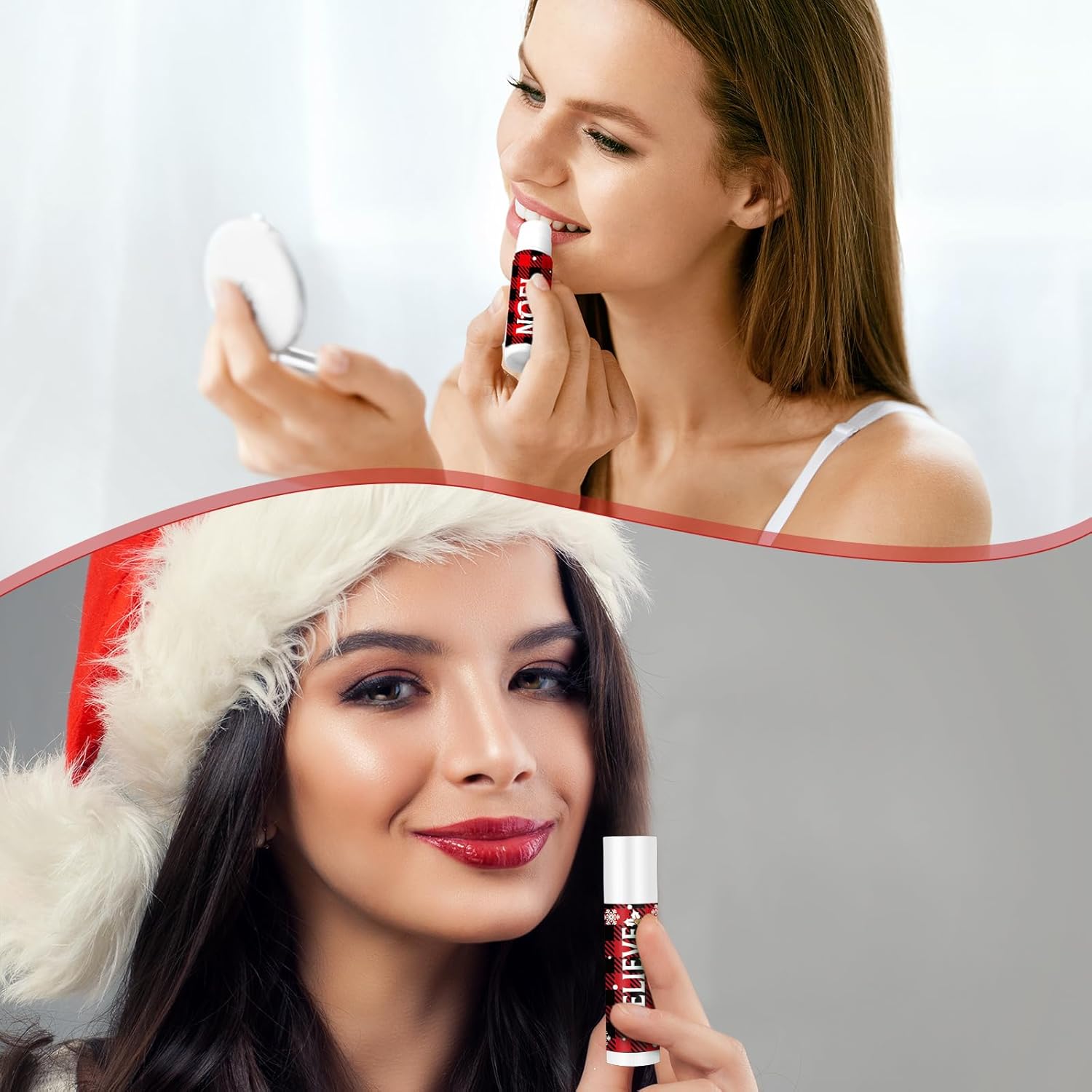 Sosation Bálsamo labial con sabor a Navidad, 80 unidades, juego de regalo de calcetines navideños para celebrar el bálsamo labial en barra para
