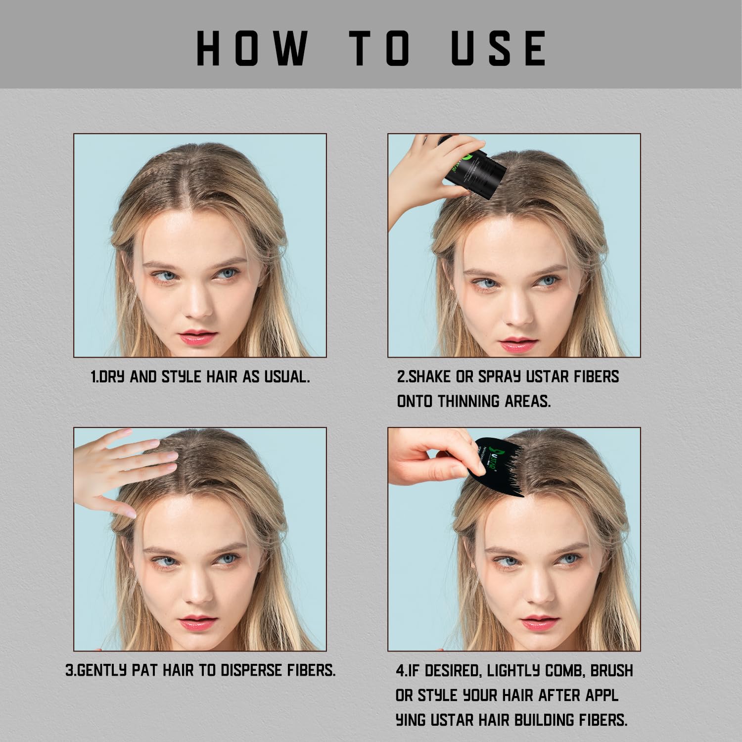 Fibras de construcción del cabello para adelgazar el cabello, 0.97 oz, color gris, oculta la pérdida de cabello al instante, aspecto más grueso y