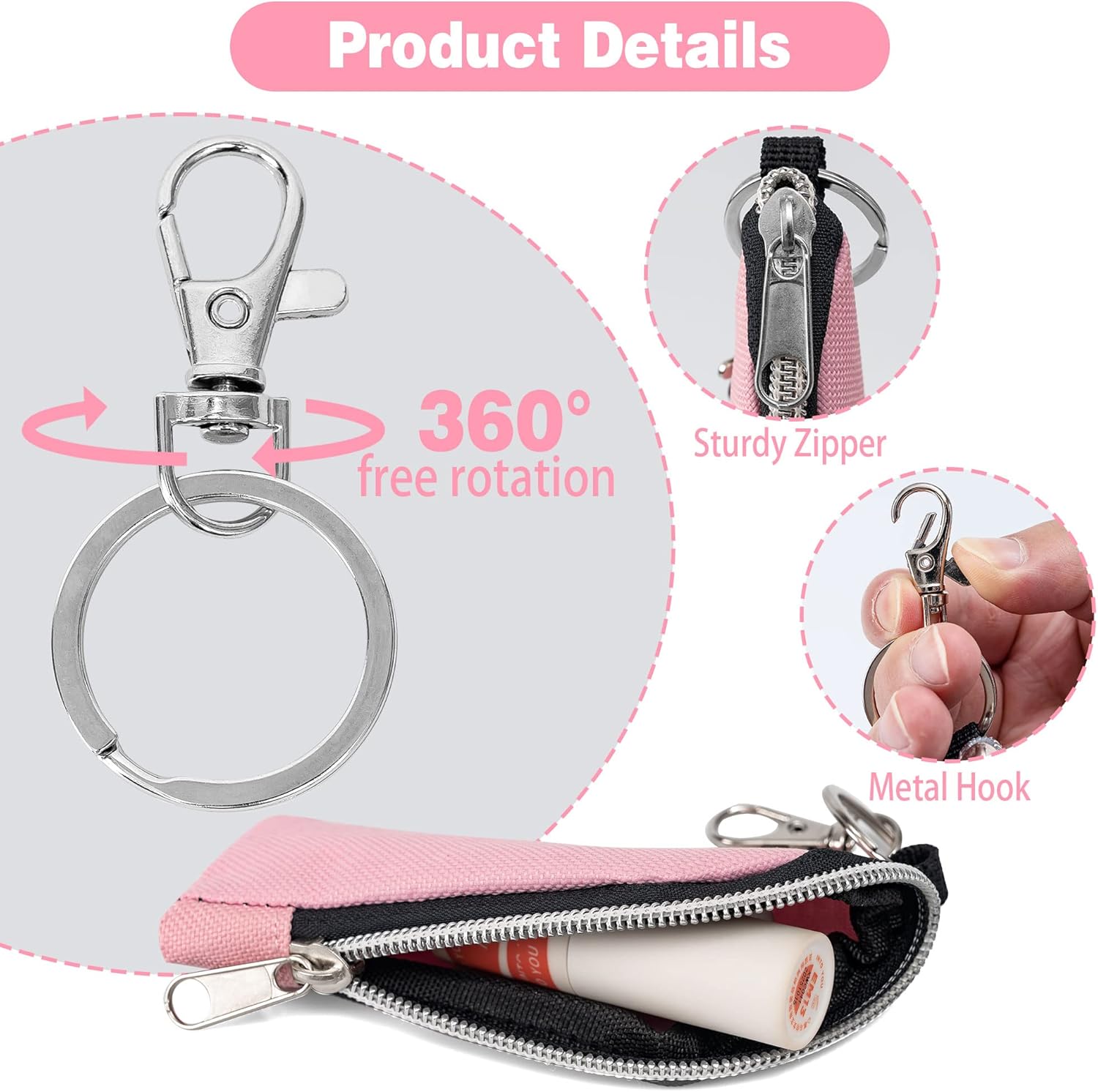 Soporte para lápiz labial, 6 unidades, bolsa portátil para lápiz labial, bolsa de clip para maquillaje, accesorios de viaje, gran regalo para