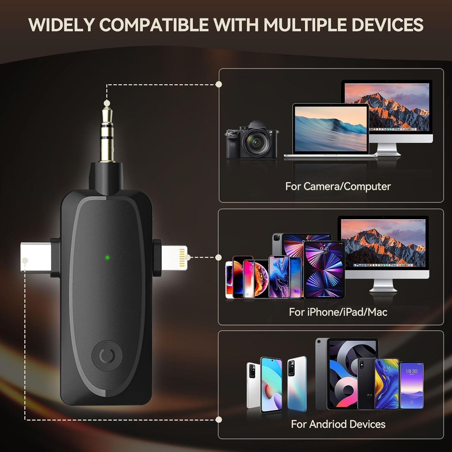 IMAXTOP Micrófono Lavalier inalámbrico, micrófonos profesionales para iPhone y cámara Android, micrófono de solapa de retardo ultra bajo de 2.4G con